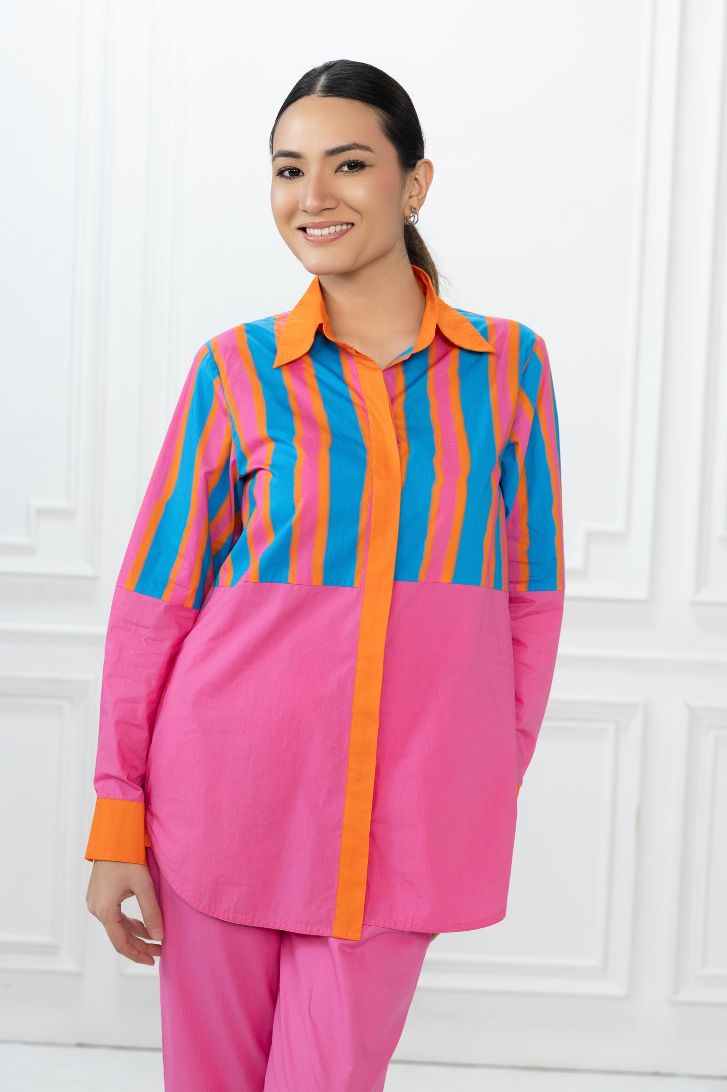 Rory Shirt - Blue Stripe & Pink