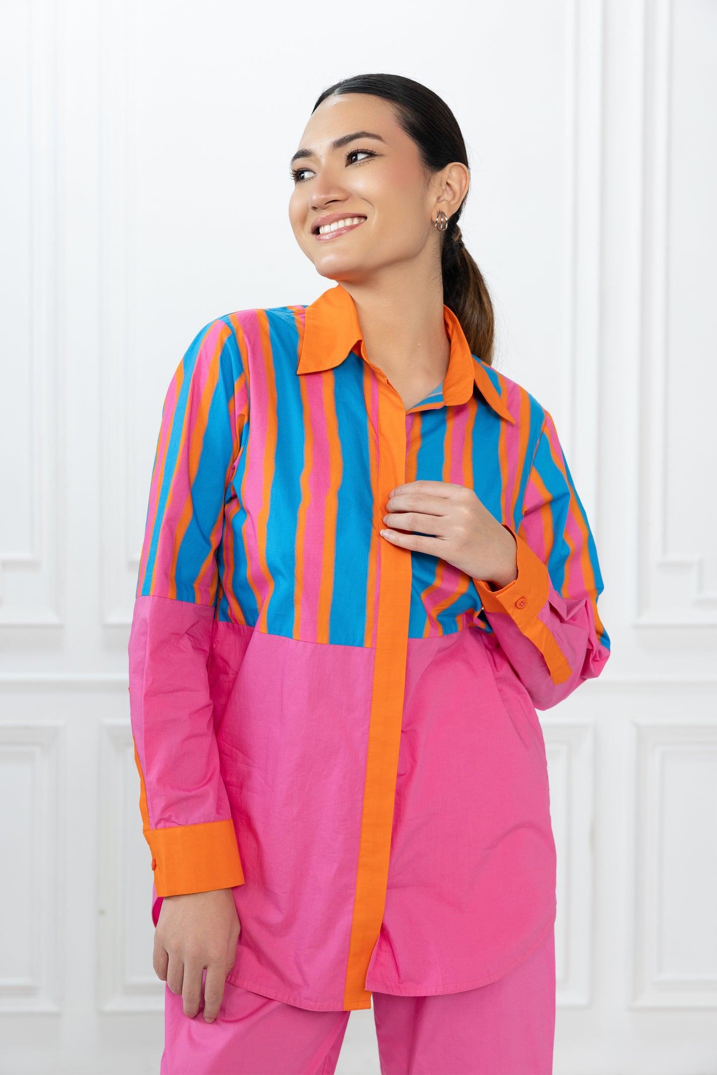Rory Shirt - Blue Stripe & Pink