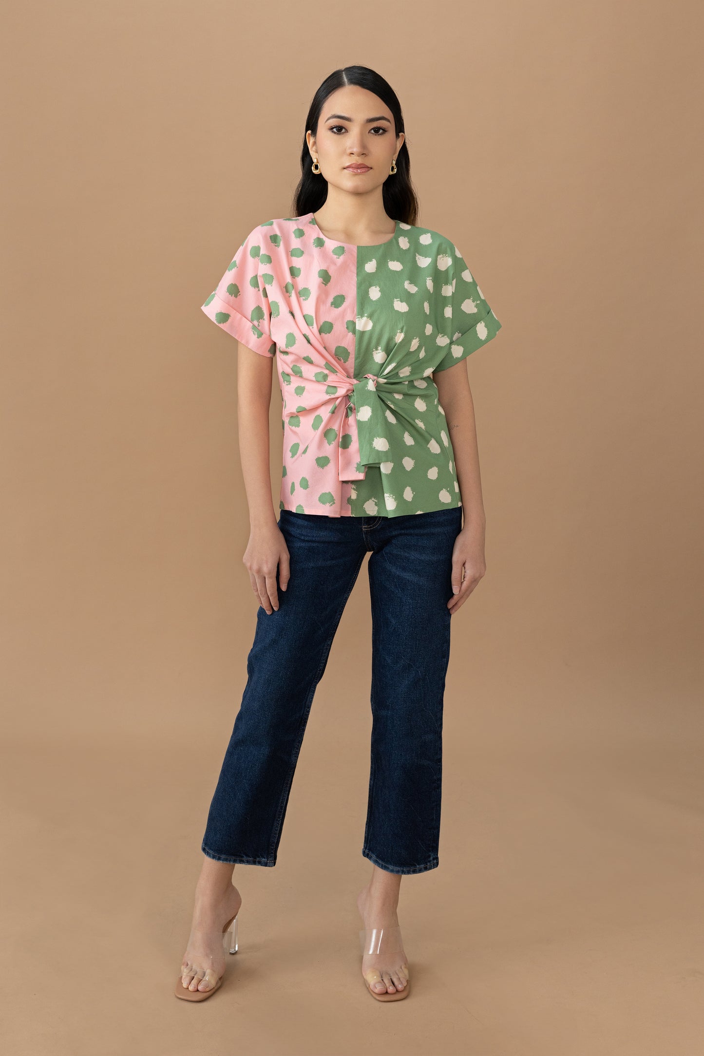 Nadine Tie Top - Quartz Pink & Olive