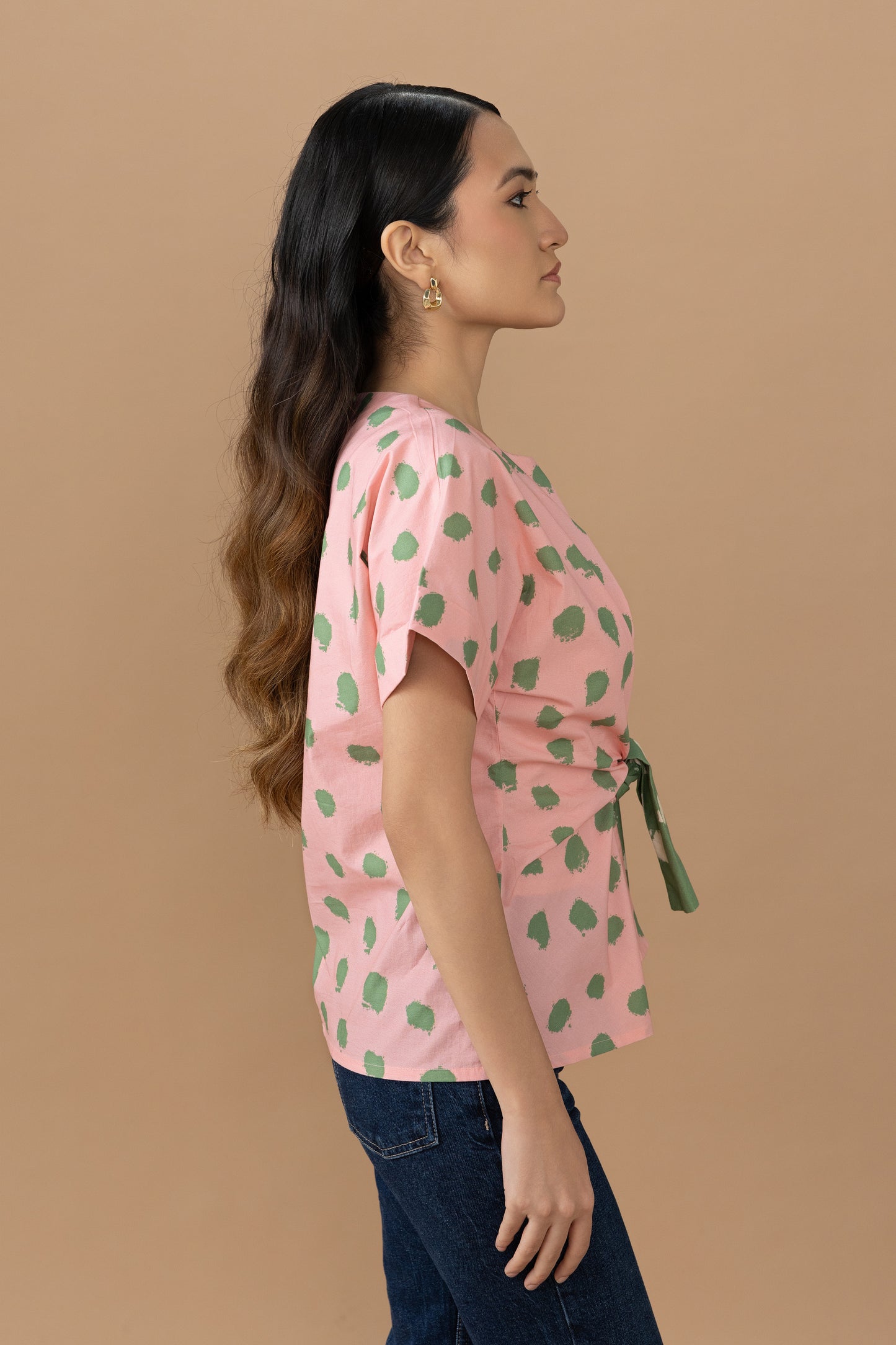 Nadine Tie Top - Quartz Pink & Olive