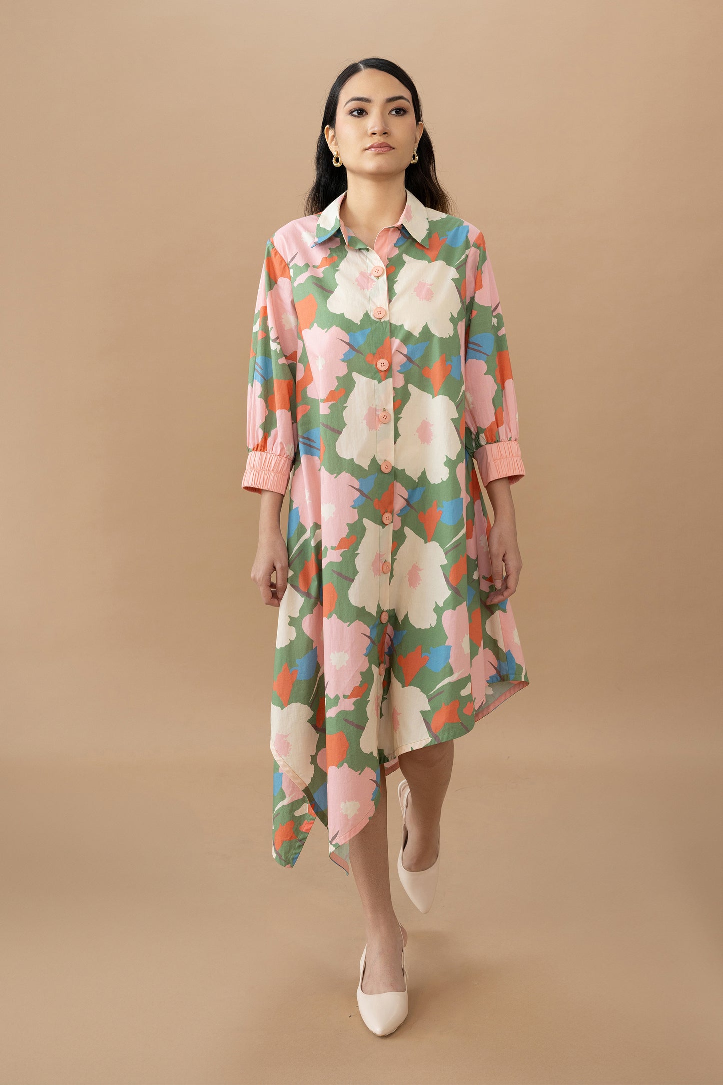 Hazel Dress - Abstract Floral Olive