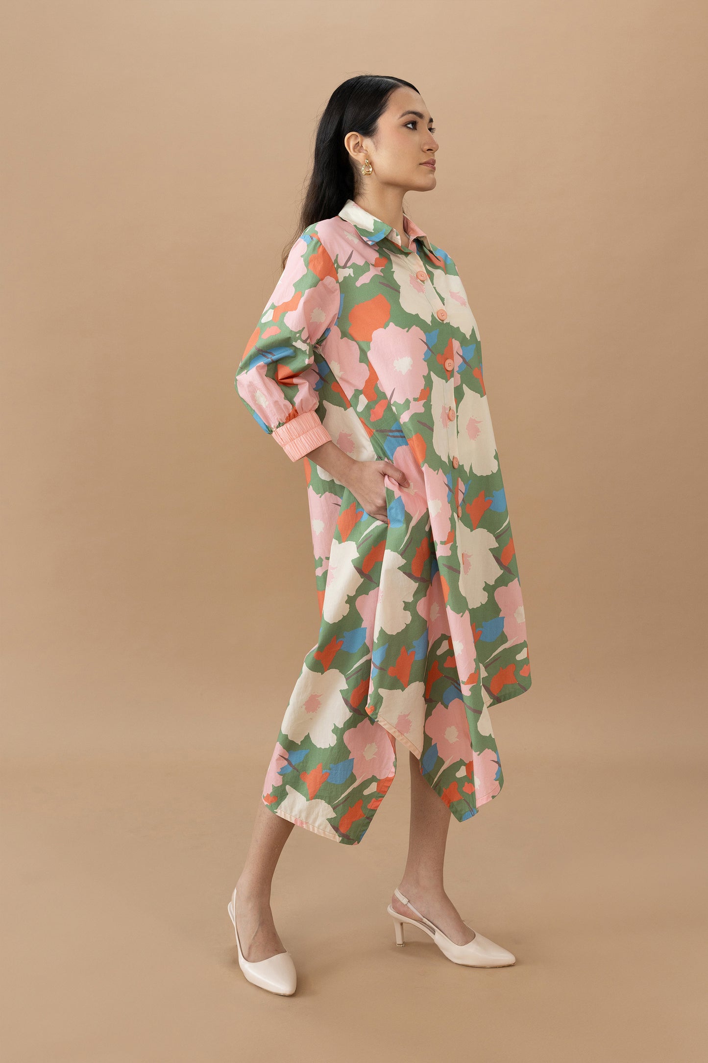 Hazel Dress - Abstract Floral Olive