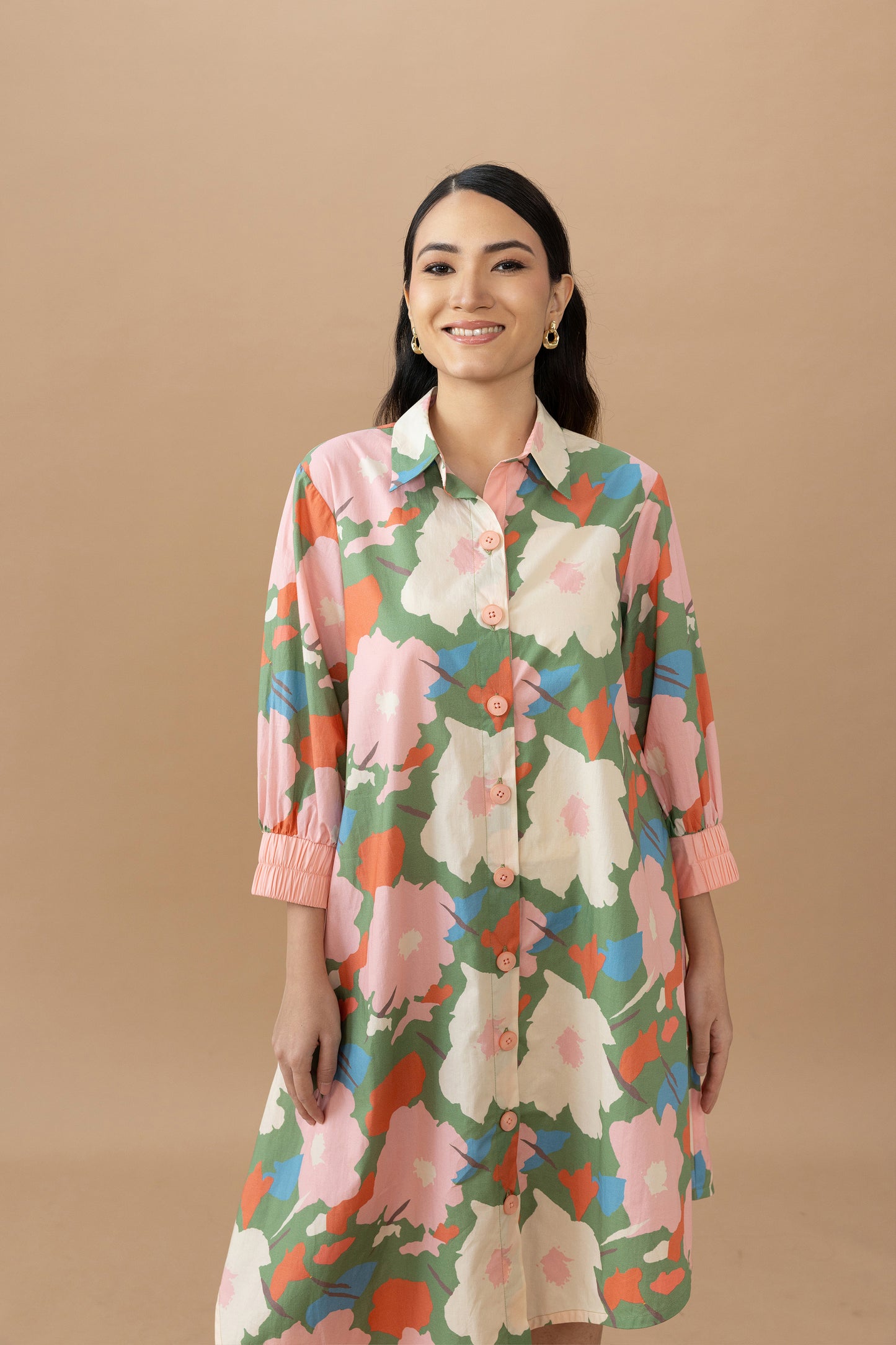 Hazel Dress - Abstract Floral Olive