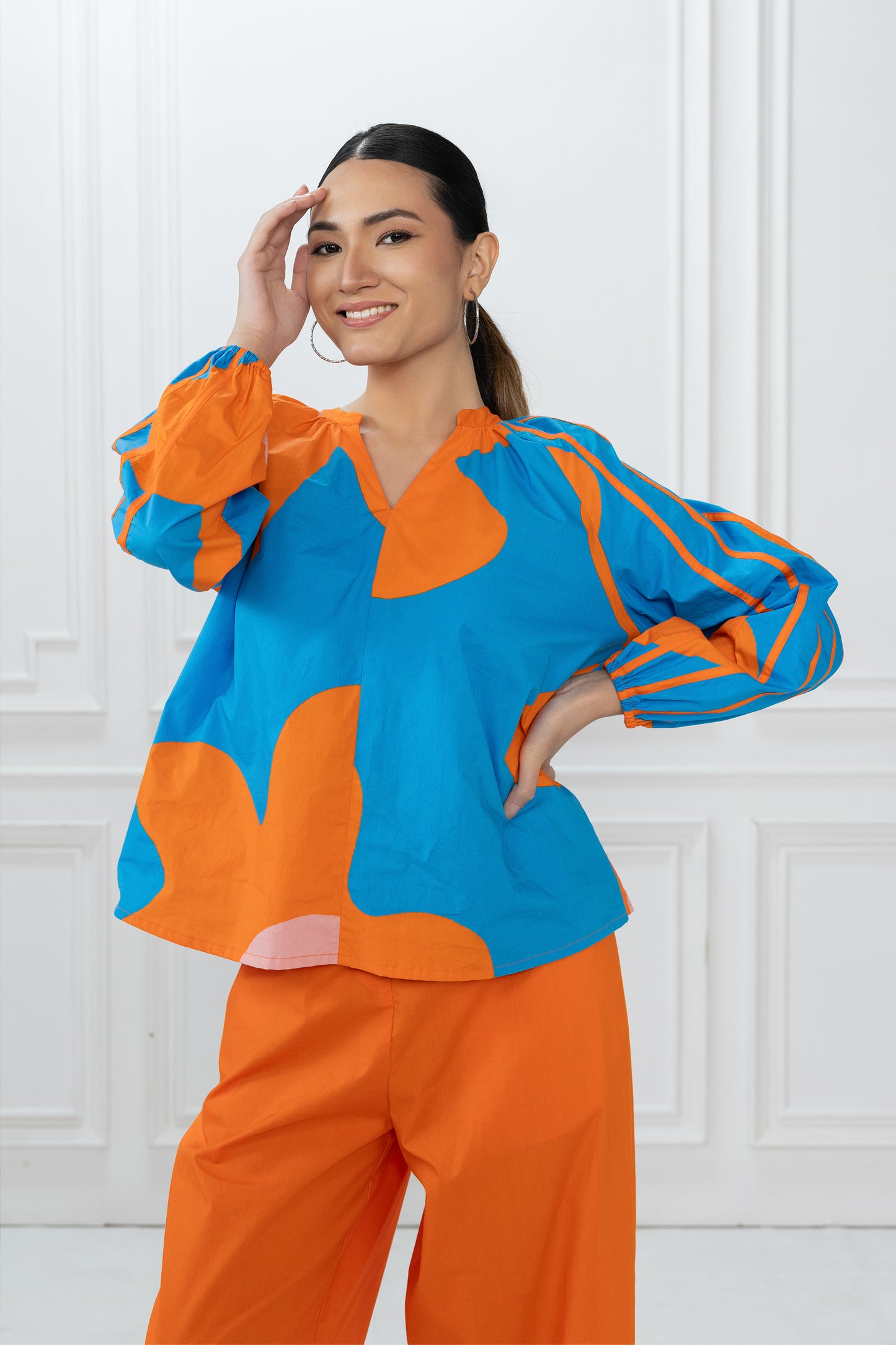 Amy Top - Blue Bold Floral