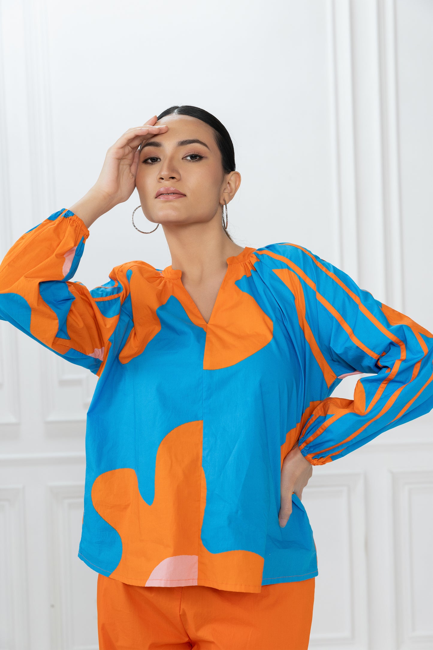 Amy Set - Blue Bold Floral and Orange