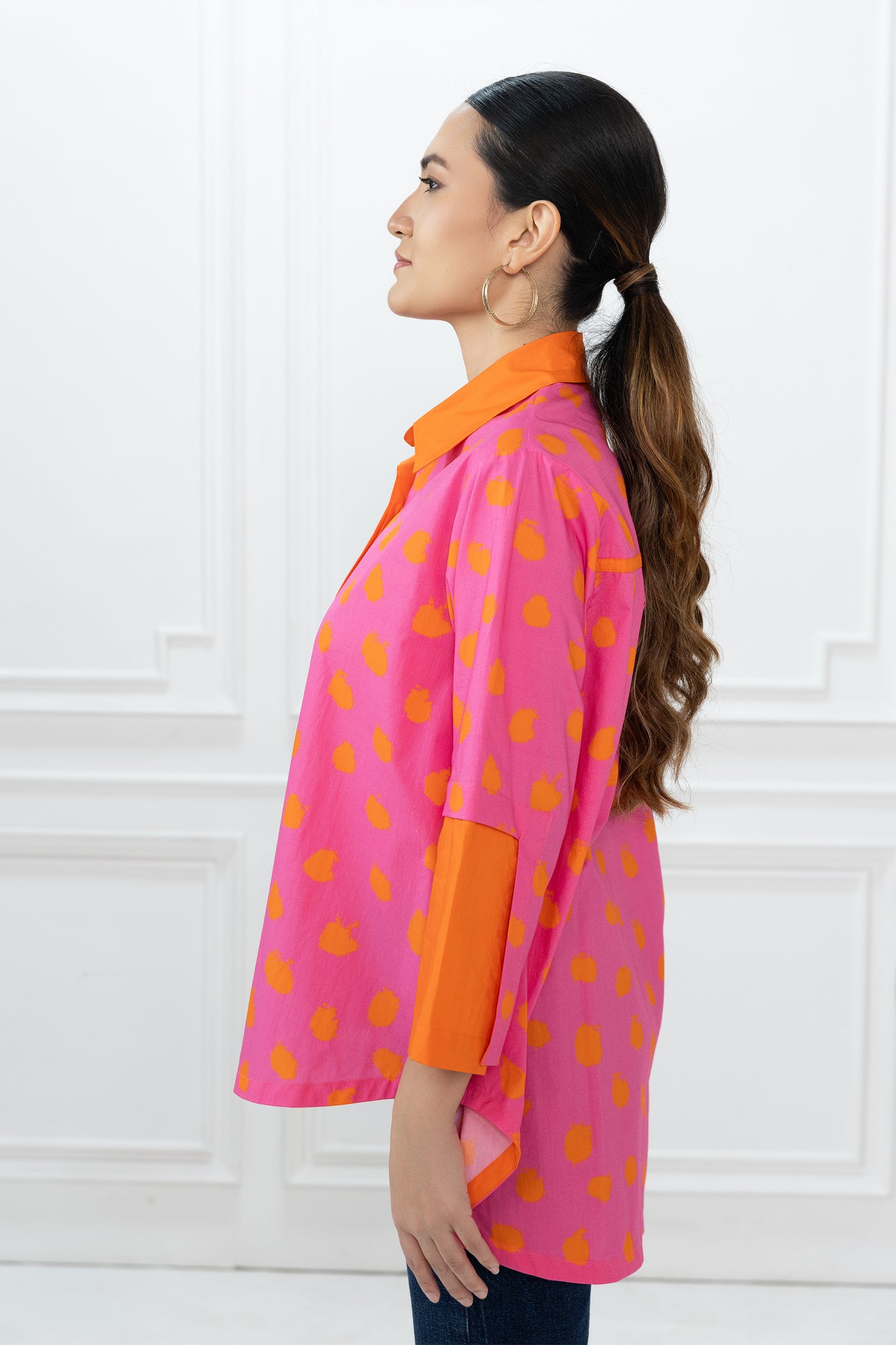 Teresa Shirt - Pink & Orange Dot Matrix