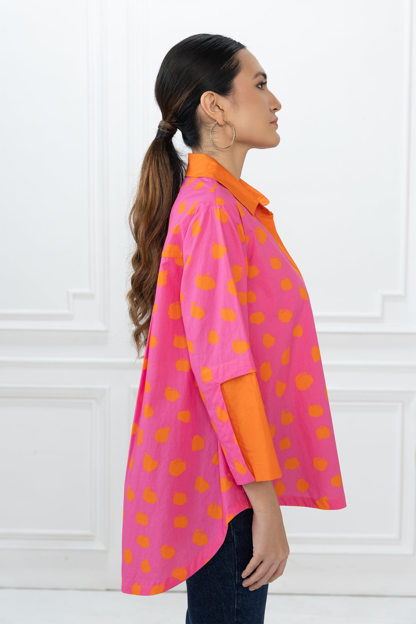 Teresa Shirt - Pink & Orange Dot Matrix