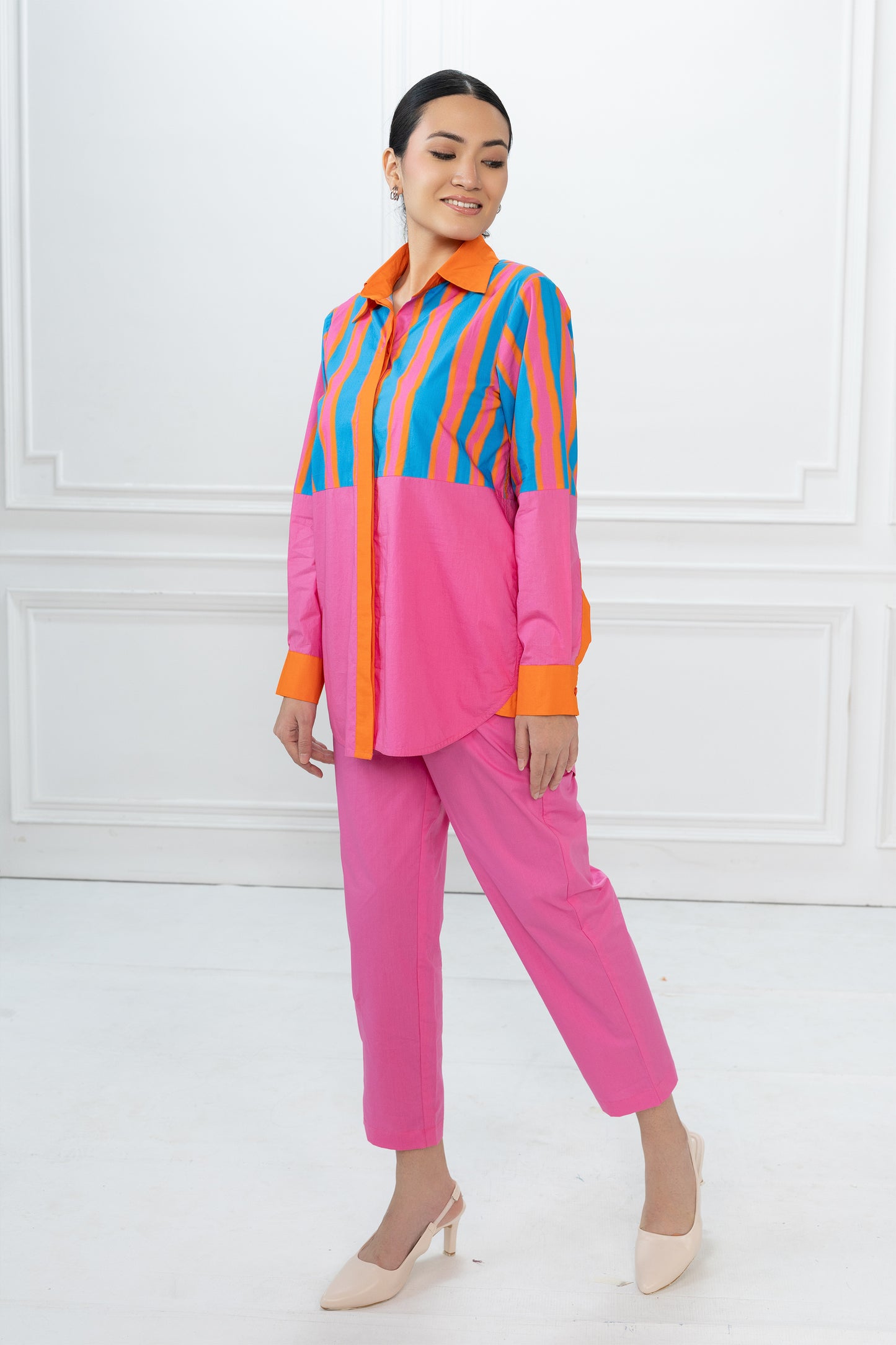 Rory Set - Blue Stripe & Pink