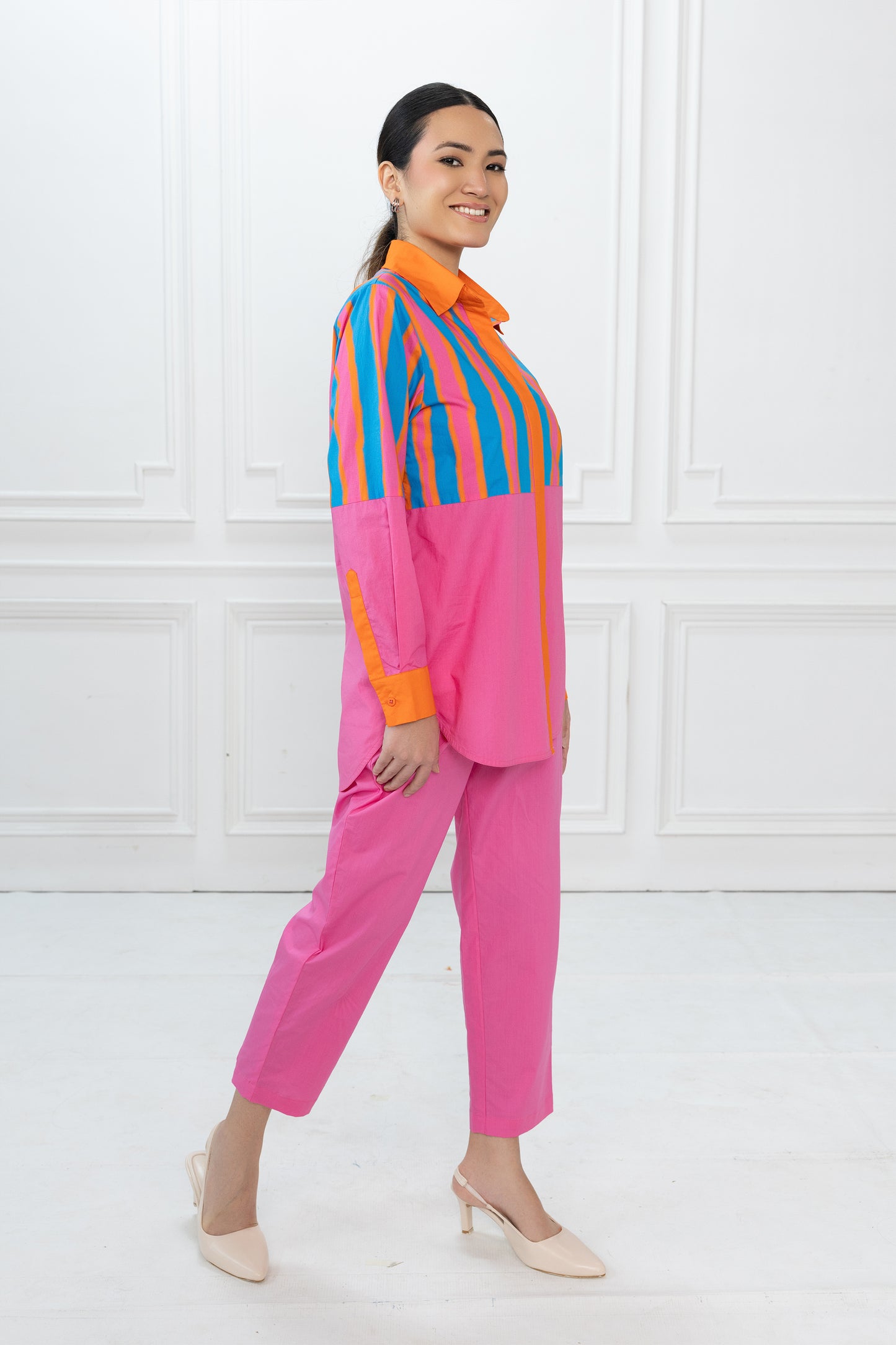 Rory Set - Blue Stripe & Pink