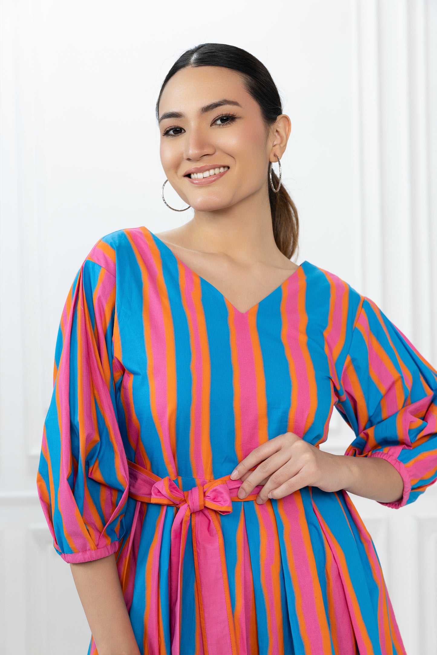 Emma Dress - Blue Striped