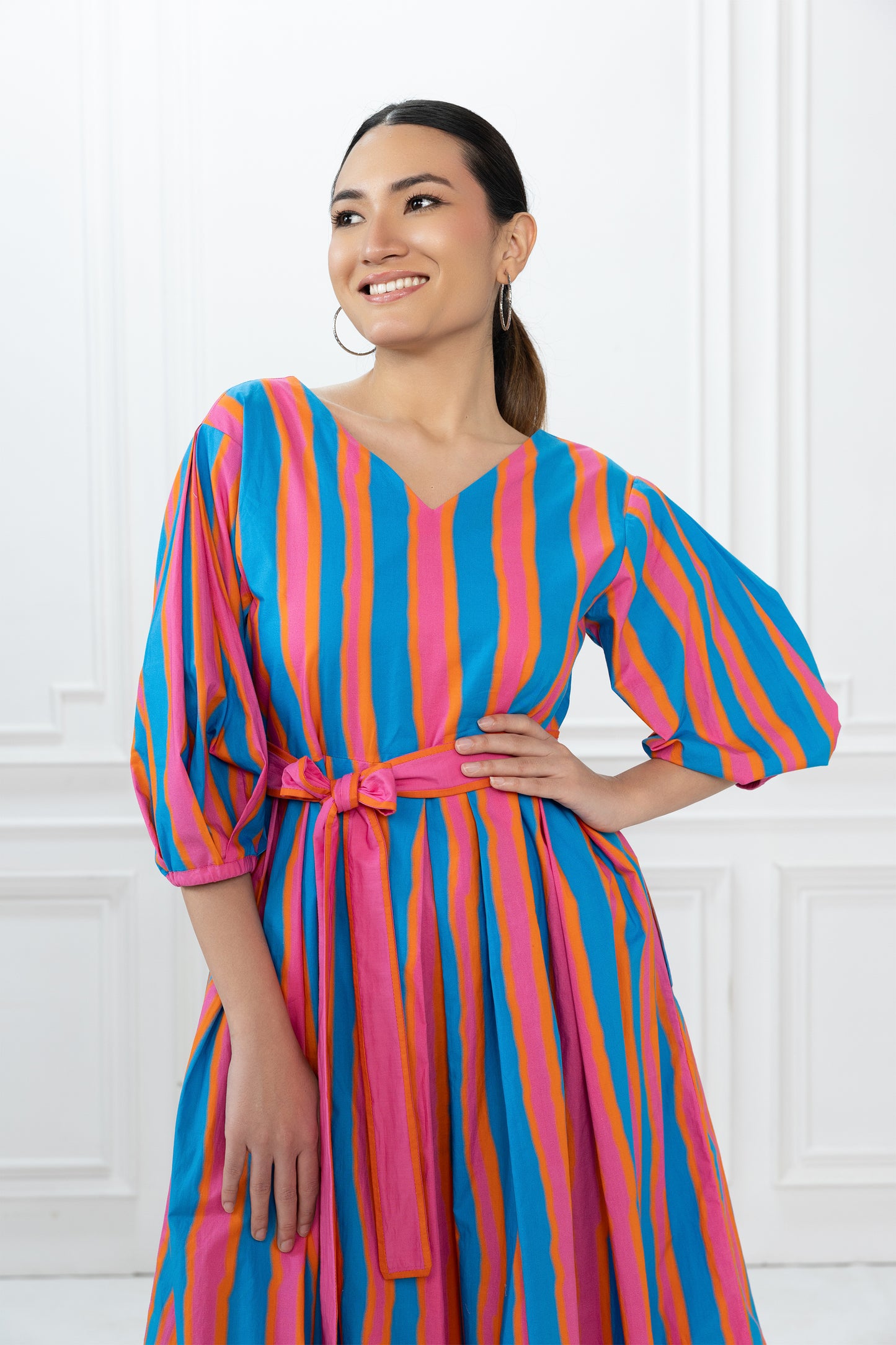 Emma Dress - Blue Striped