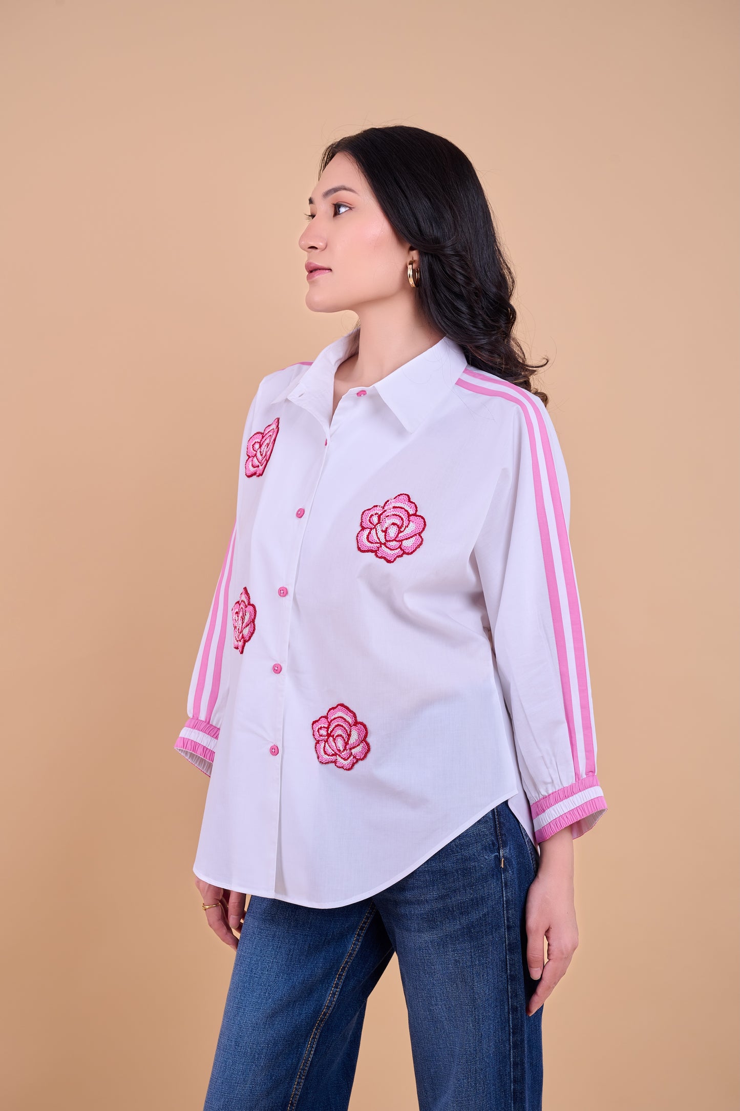 Embellished Harper Shirt - White