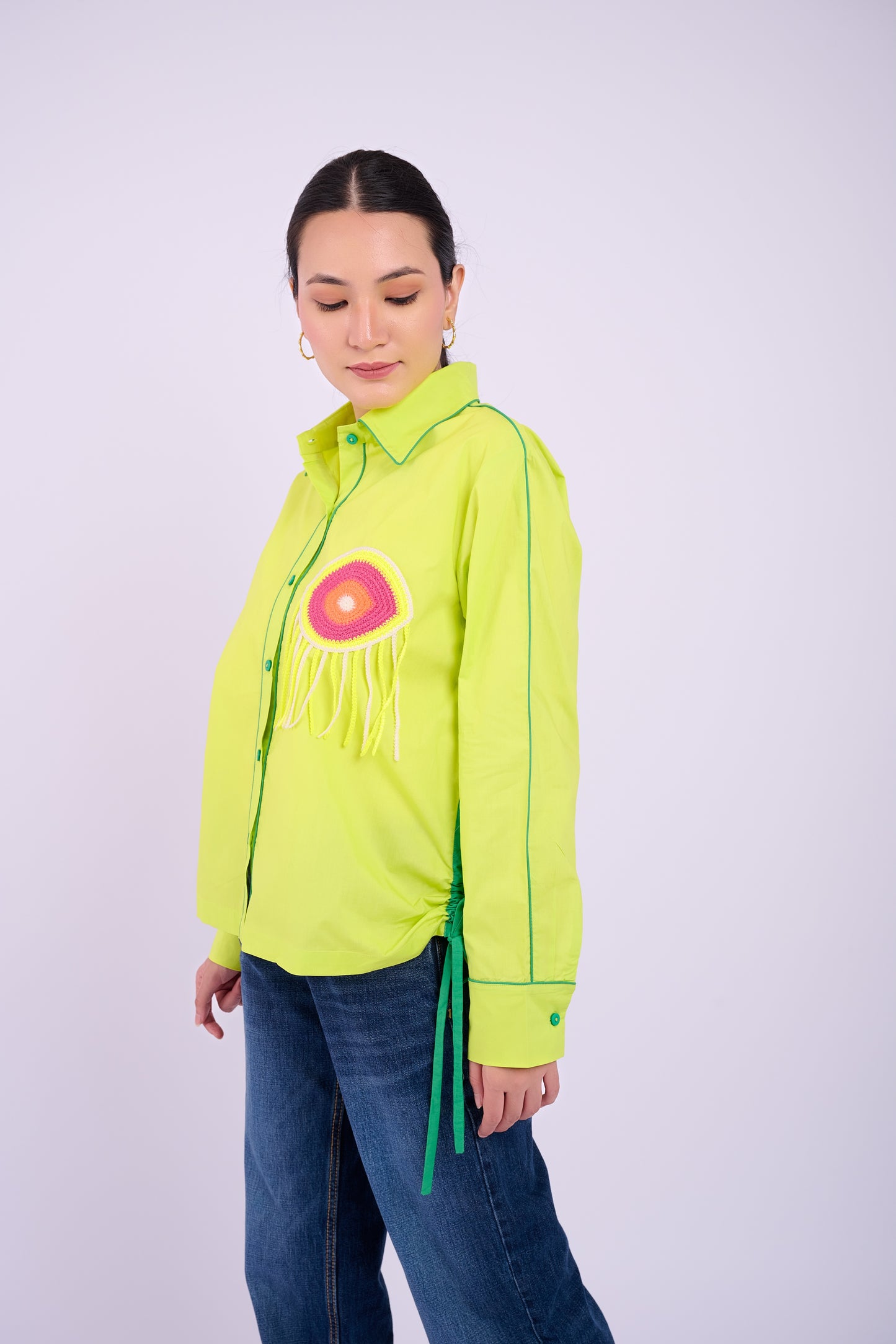 Embellished Cora Shirt - Lime