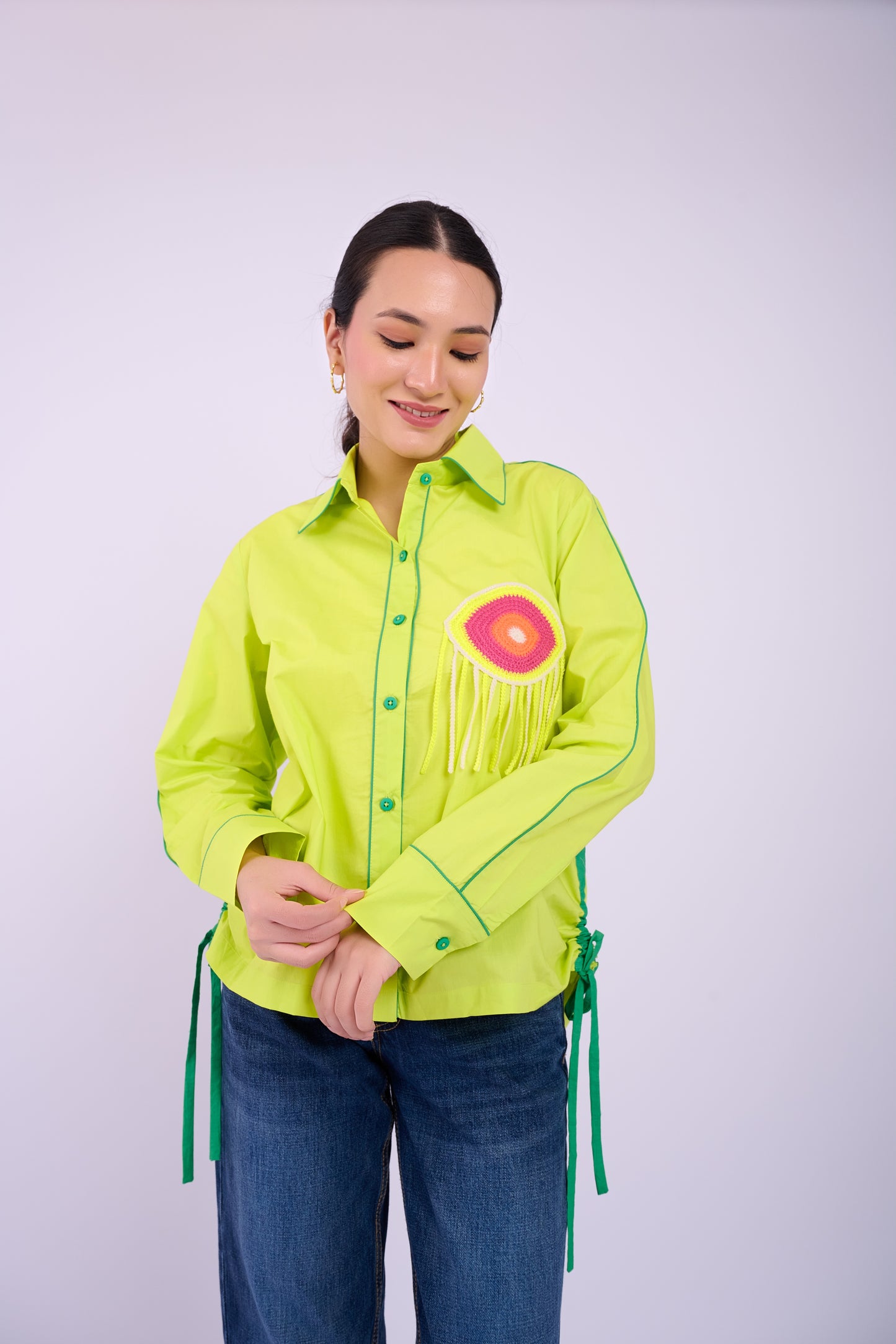 Embellished Cora Shirt - Lime