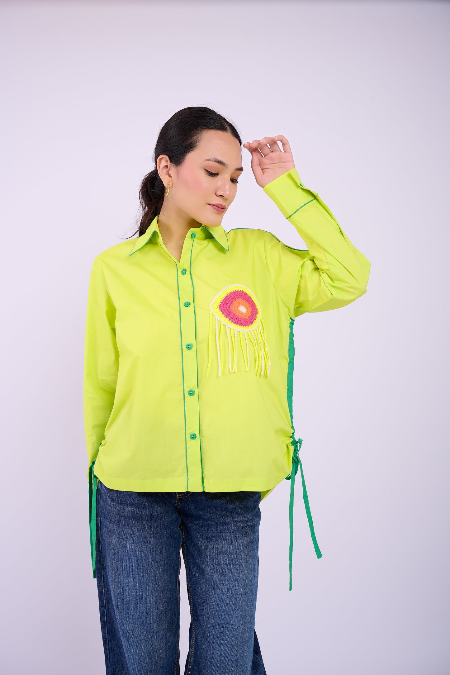 Embellished Cora Shirt - Lime