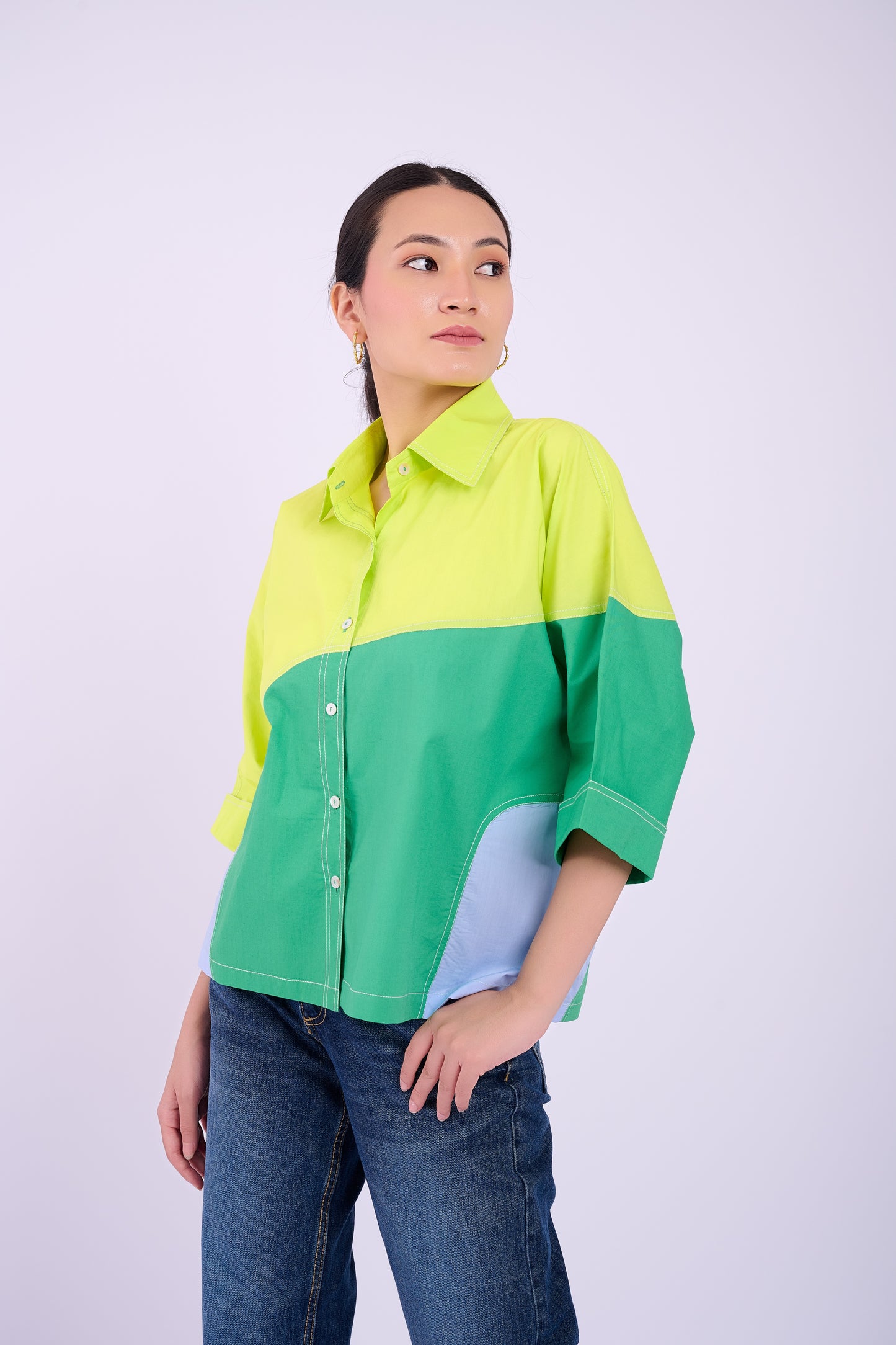 Eva Colourblock - Lime and Dark Green