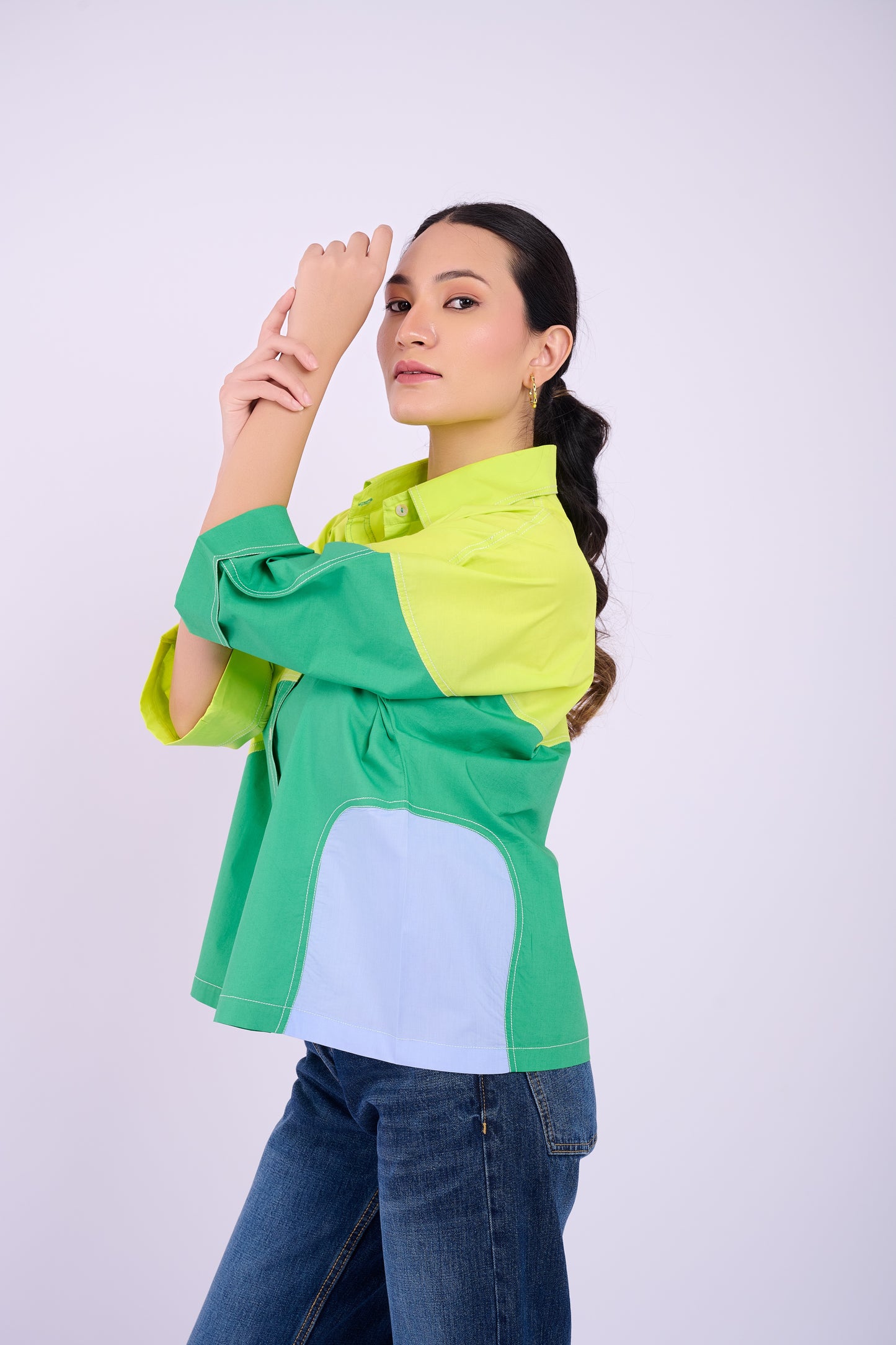 Eva Colourblock - Lime and Dark Green