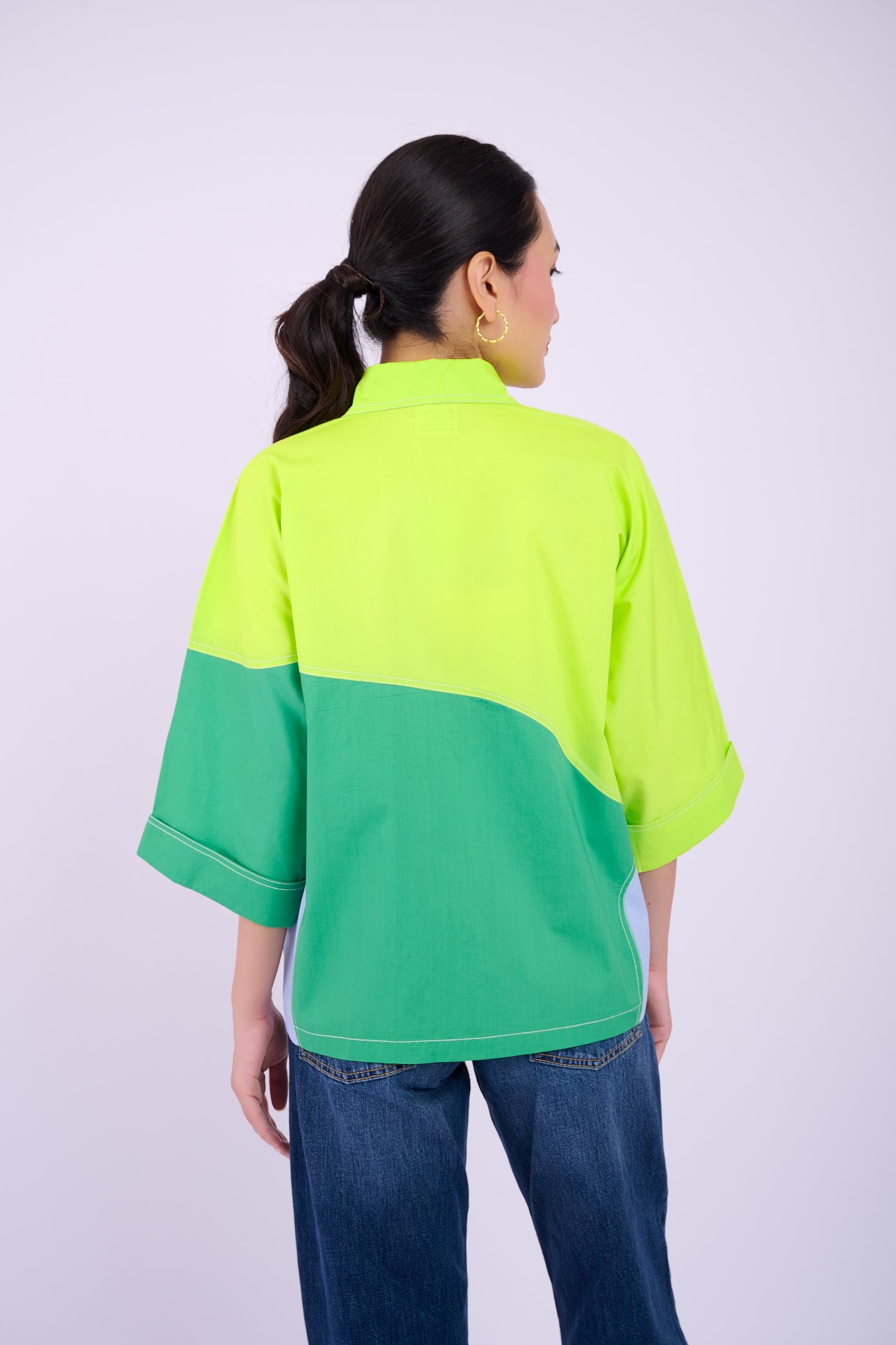 Eva Colourblock - Lime and Dark Green