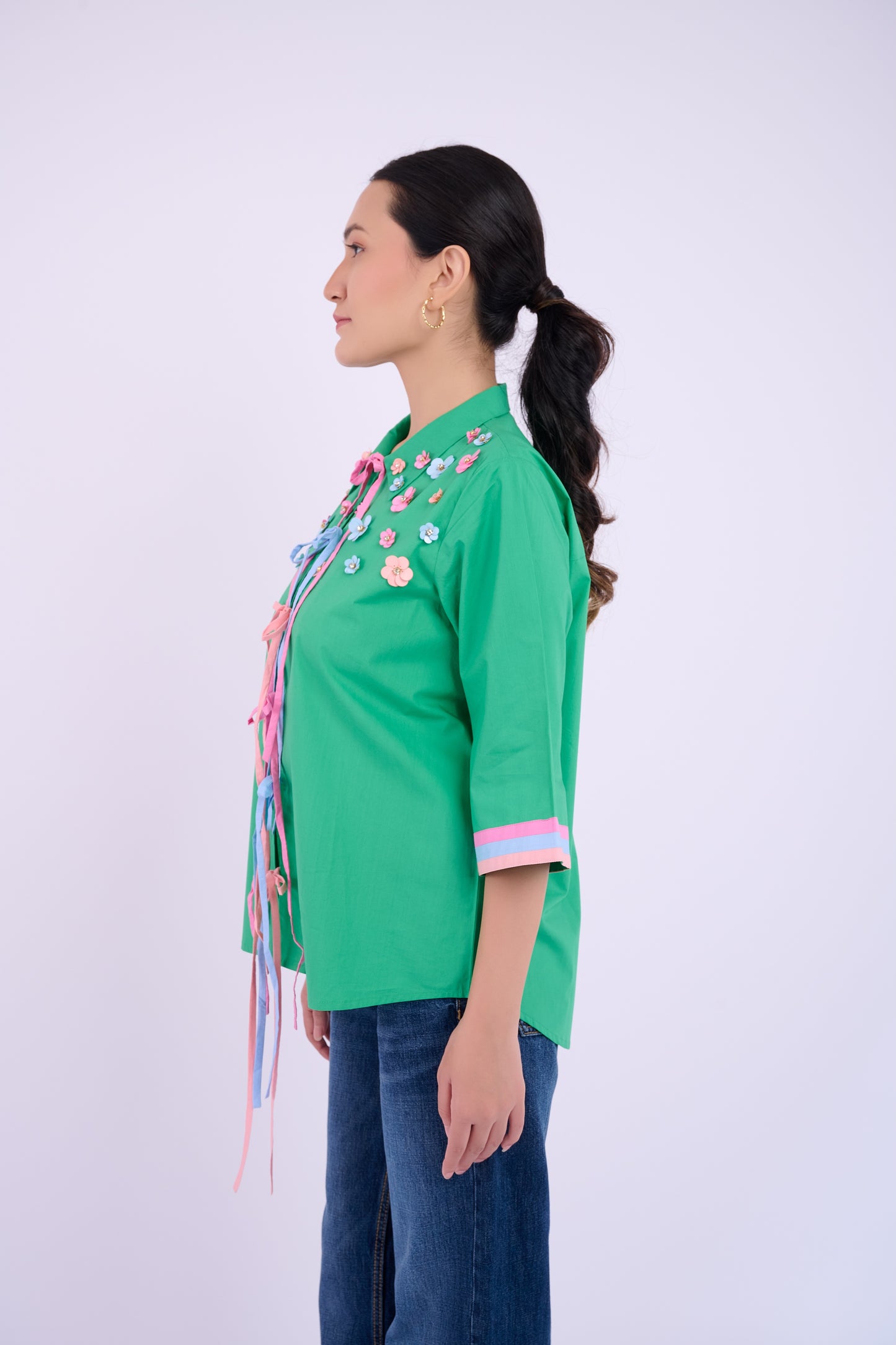 Embellished Luca Shirt - Dark Green