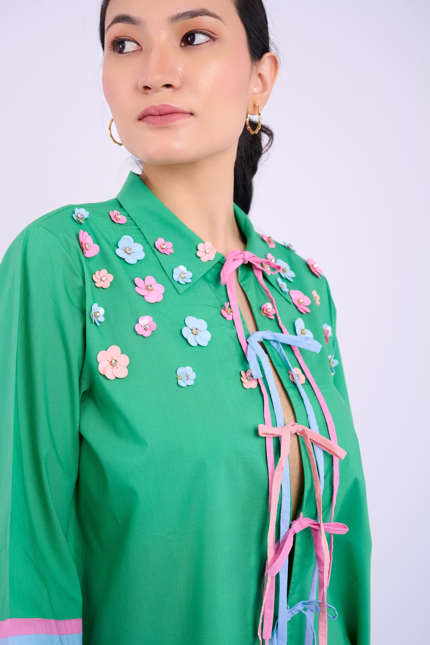 Embellished Luca Shirt - Dark Green