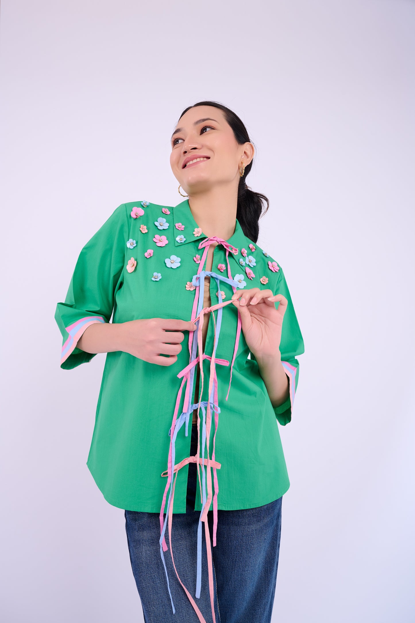Embellished Luca Shirt - Dark Green
