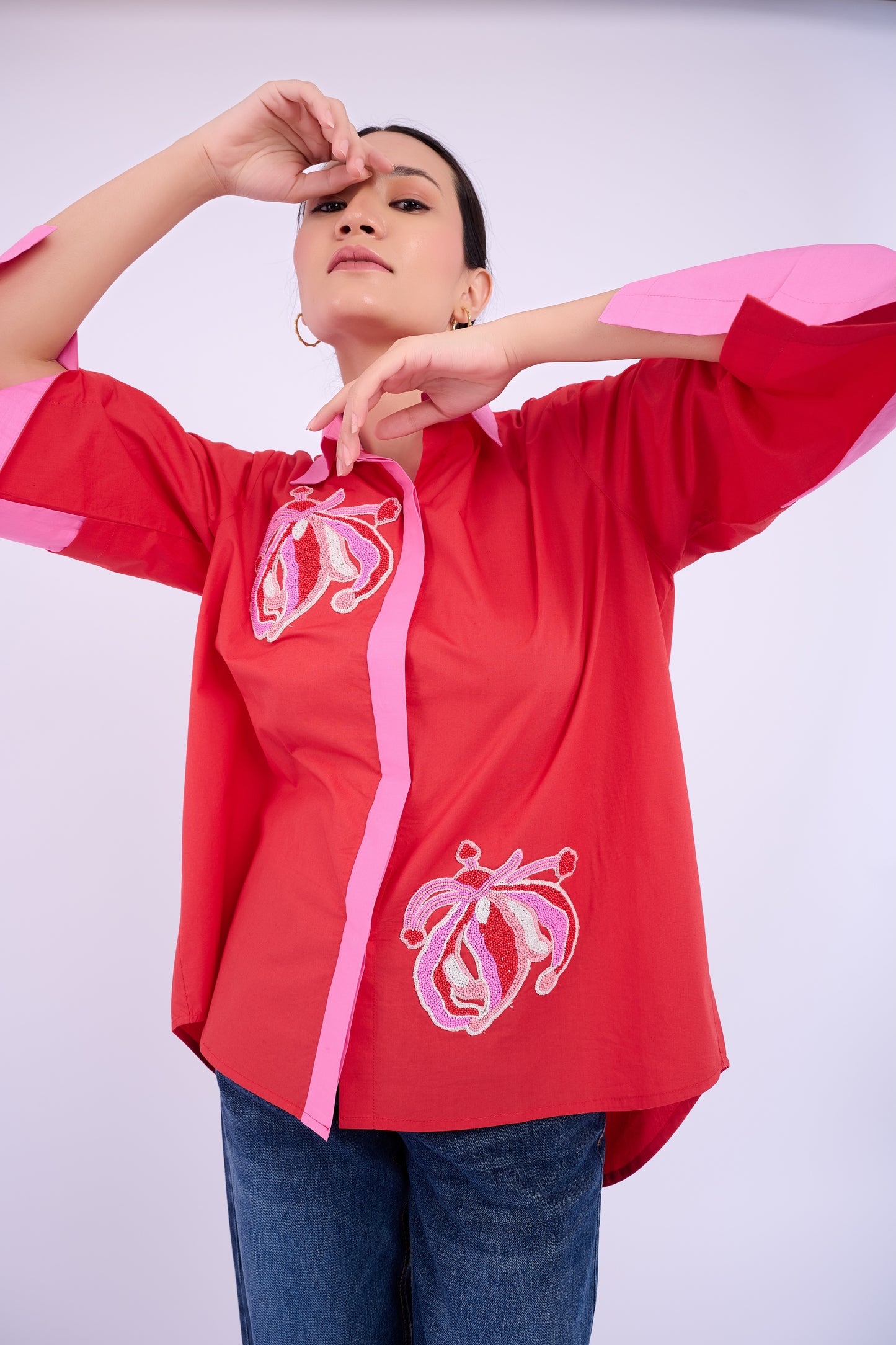 Embellished Teresa Shirt - Red