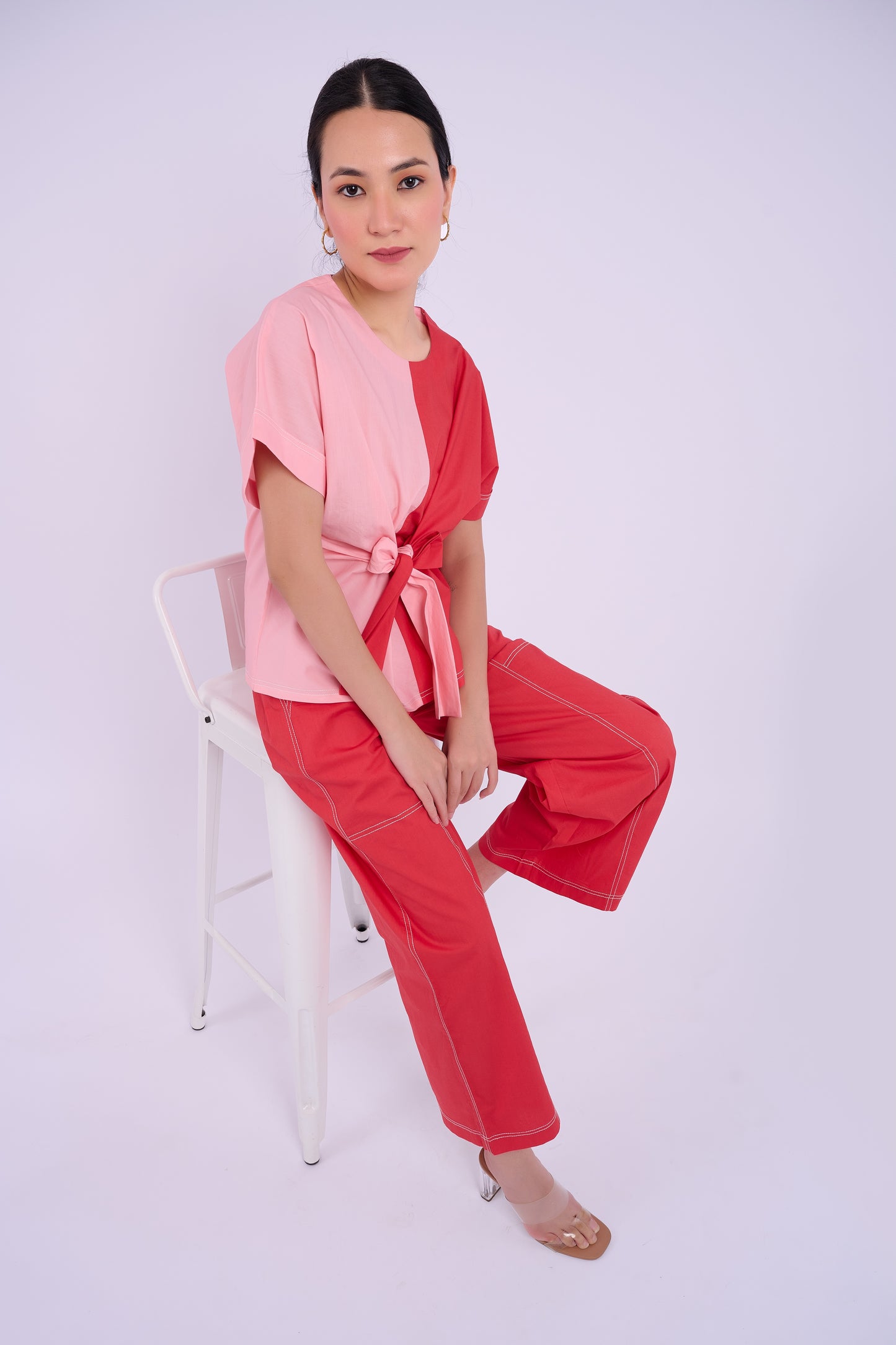 Nadine Set - Red & Light Pink