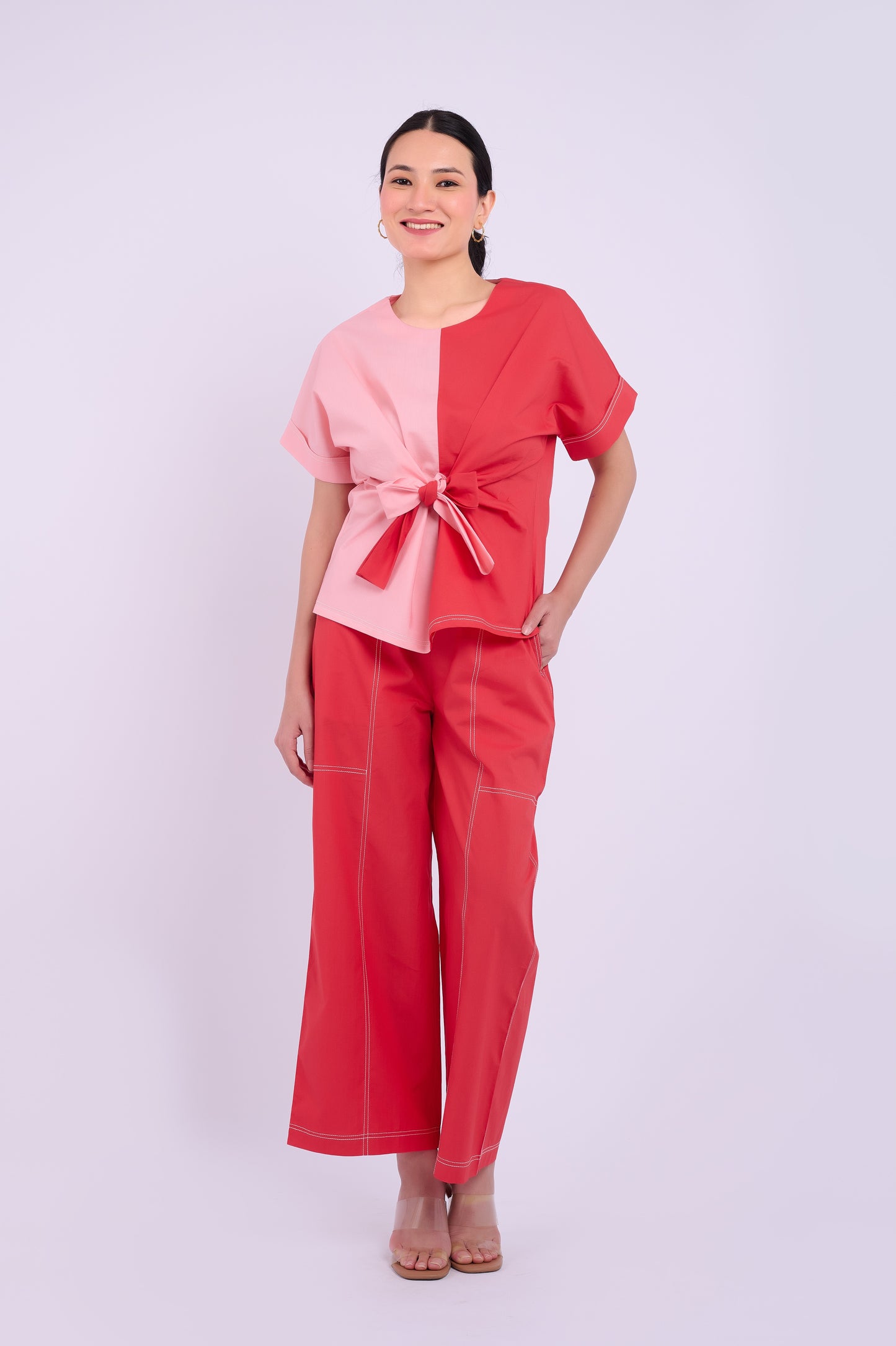Nadine Set - Red & Light Pink
