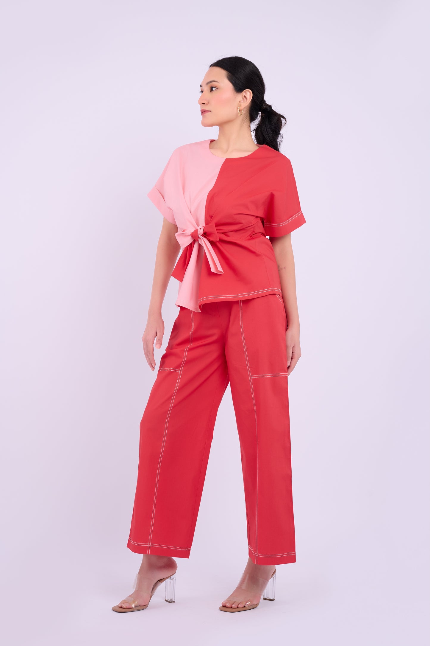 Nadine Set - Red & Light Pink