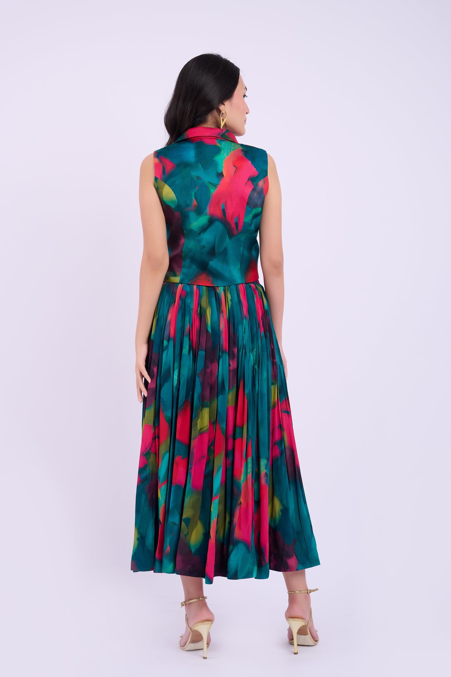 Andi Crepe Skirt Set - Abstract Green