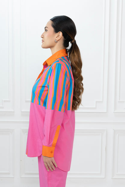 Rory Shirt  - Blue Stripe & Pink