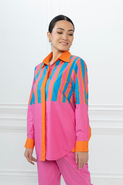 Rory Shirt  - Blue Stripe & Pink