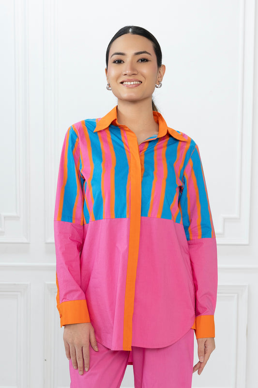 Rory Shirt  - Blue Stripe & Pink