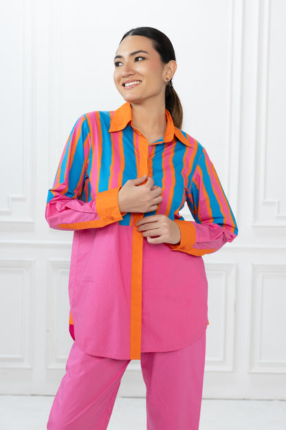 Rory Shirt  - Blue Stripe & Pink