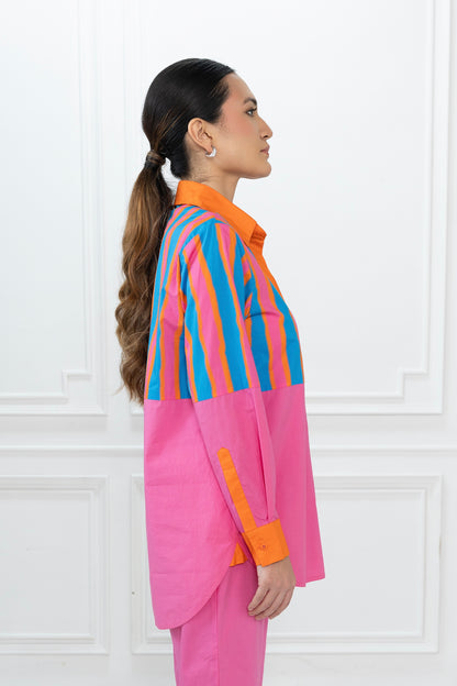 Rory Shirt  - Blue Stripe & Pink