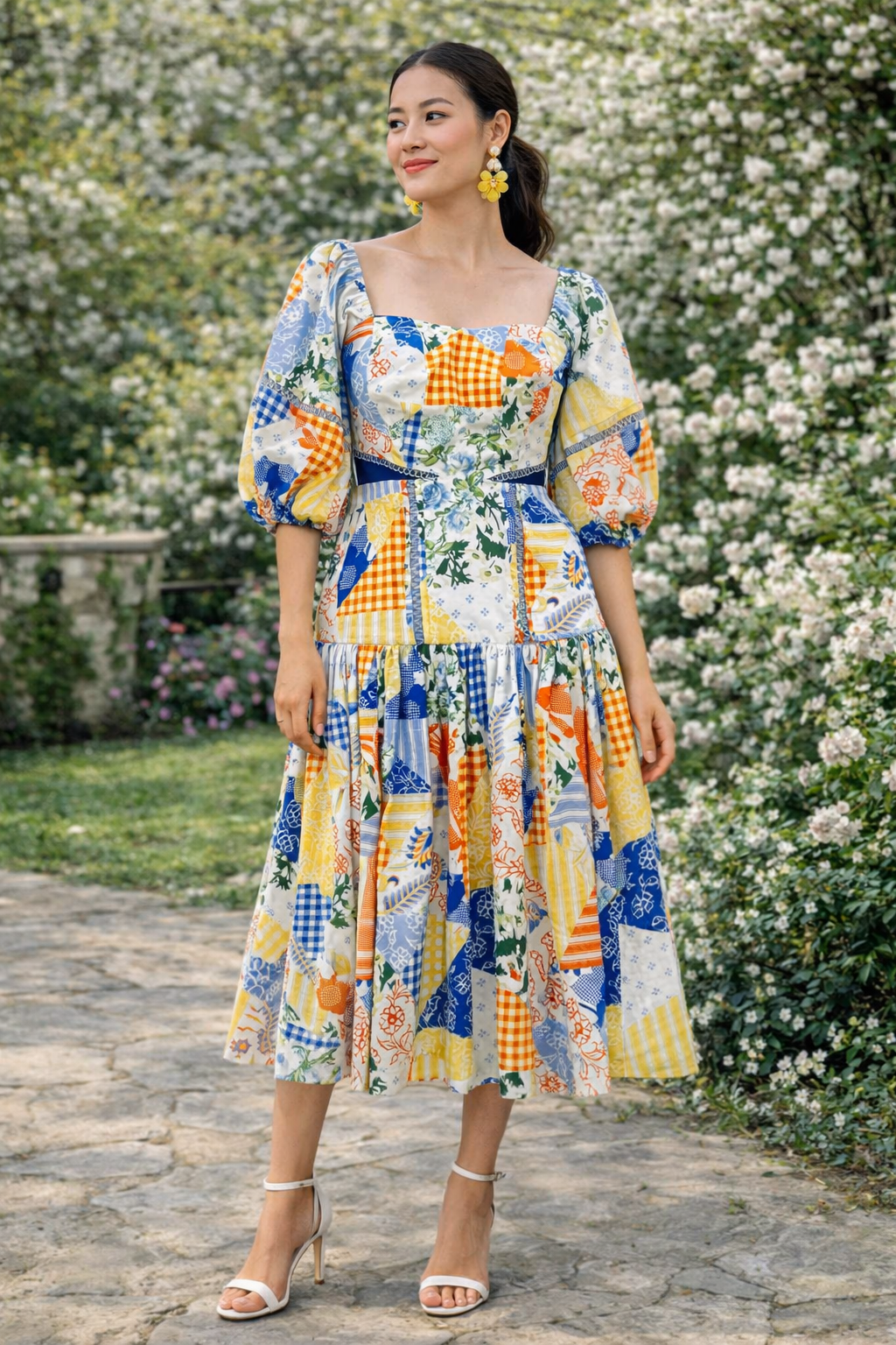 Layla Dress - Blue Mix Print