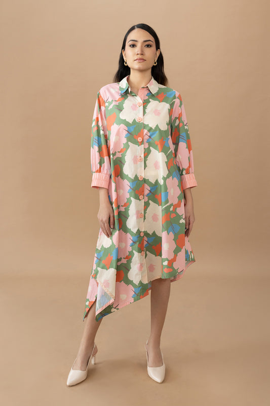 Hazel Dress - Abstract Floral Olive