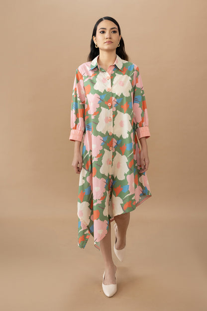 Hazel Dress - Abstract Floral Olive