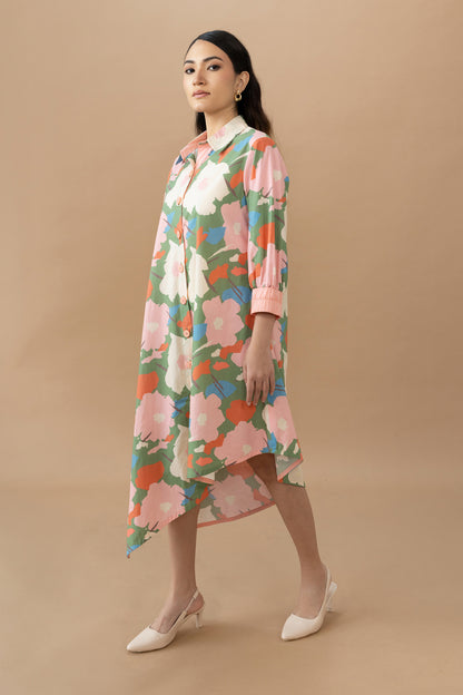 Hazel Dress - Abstract Floral Olive