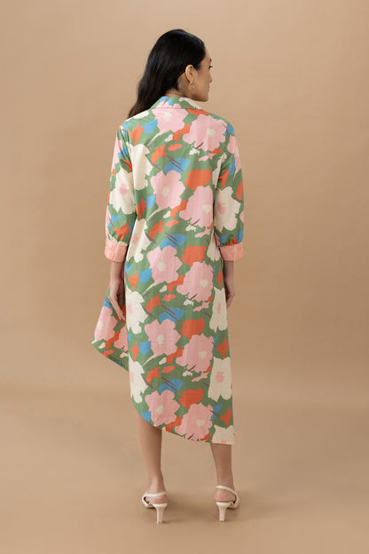 Hazel Dress - Abstract Floral Olive