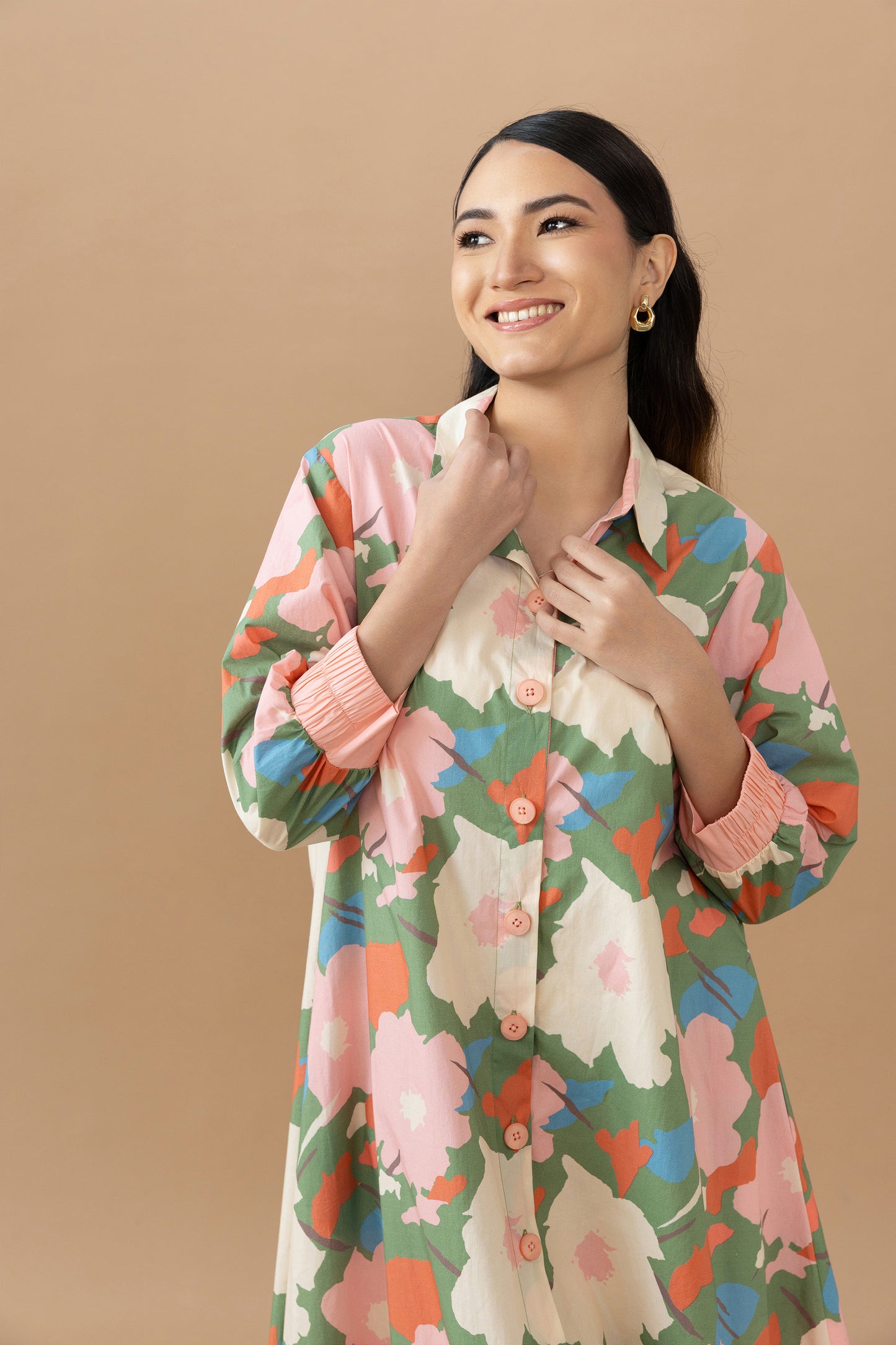 Hazel Dress - Abstract Floral Olive