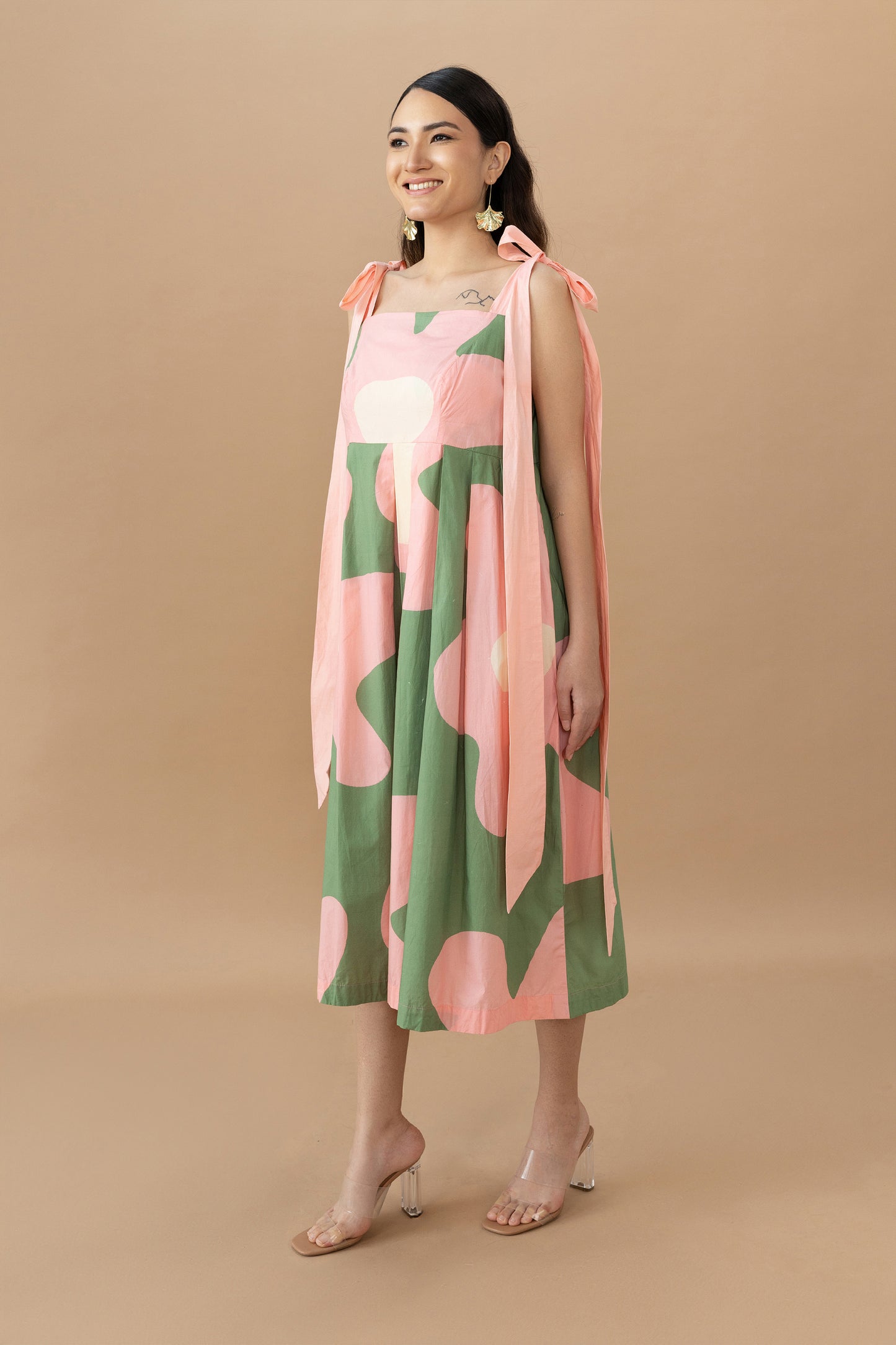 Belia Dress - Bold Floral Olive