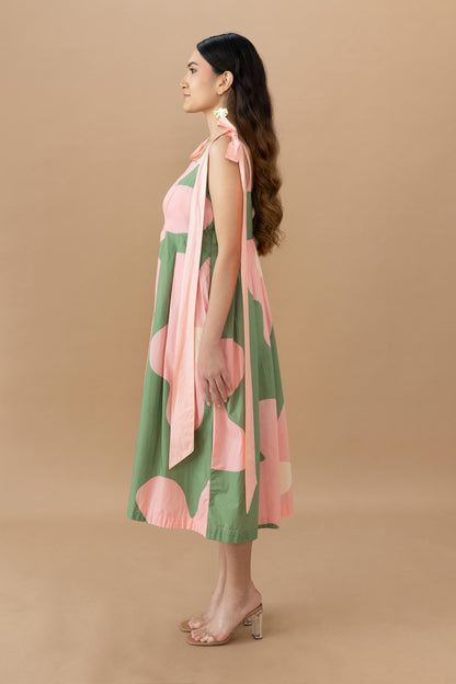 Belia Dress - Bold Floral Olive