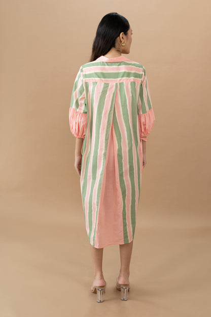 Jaden Dress - Olive Stripes