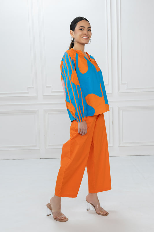 Amy Set - Blue Bold Floral and Orange