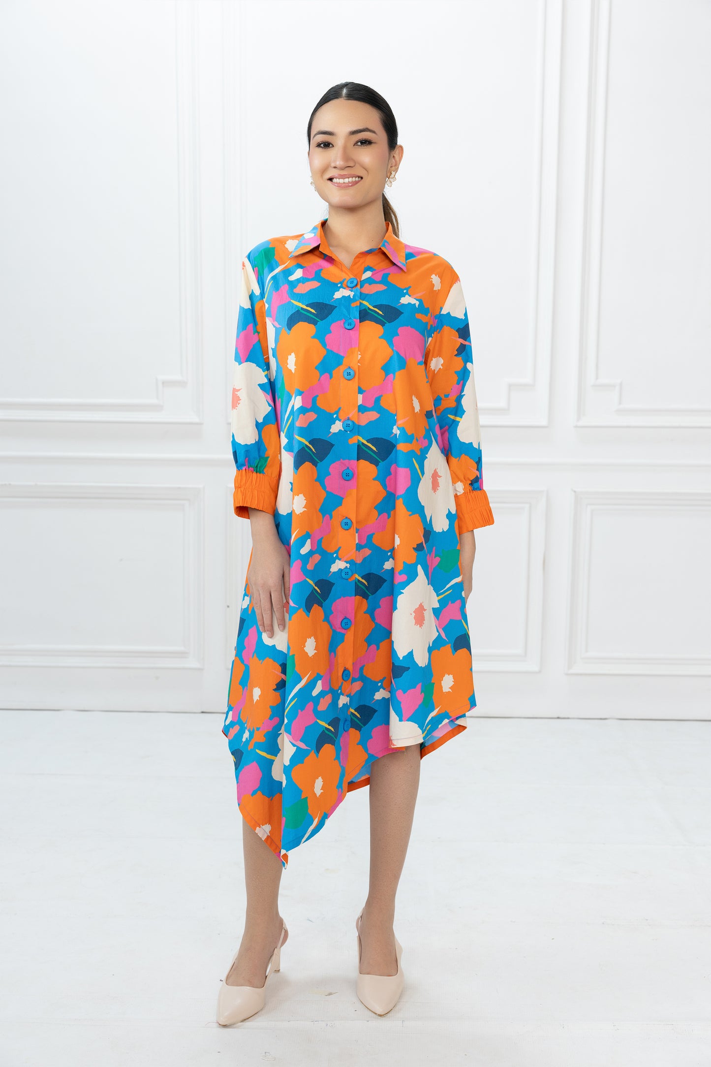 Hazel Dress - Abstract Floral Blue