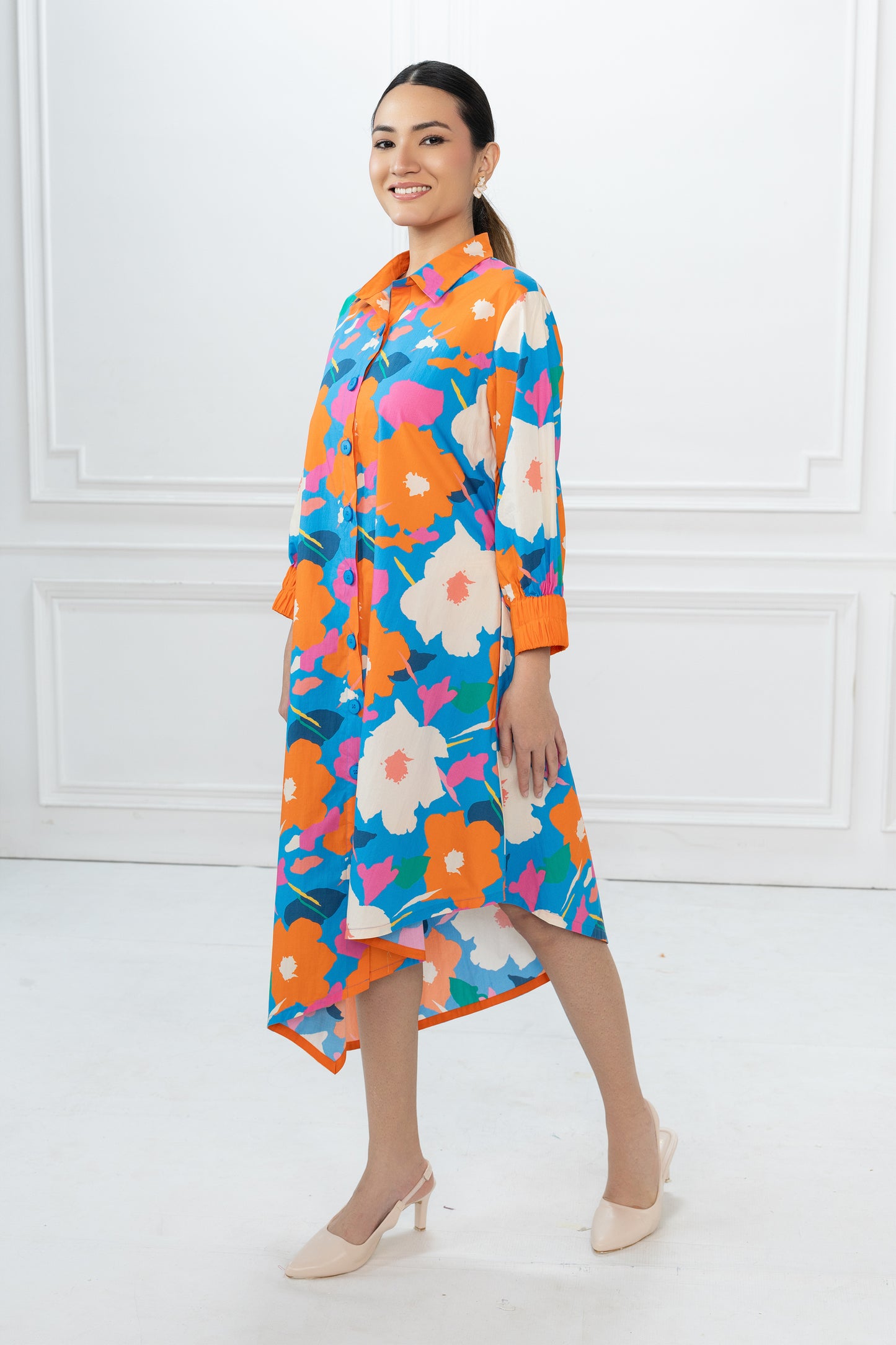 Hazel Dress - Abstract Floral Blue