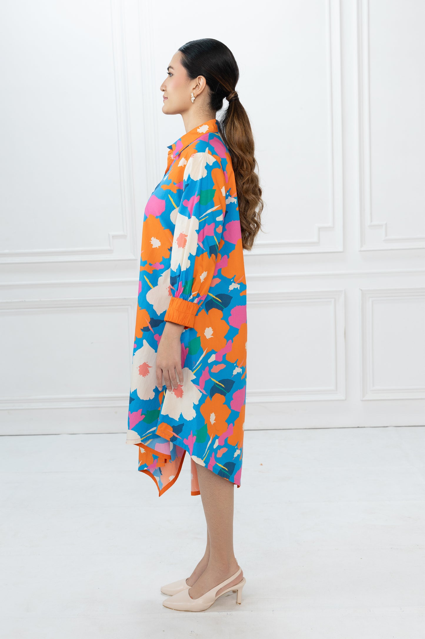 Hazel Dress - Abstract Floral Blue