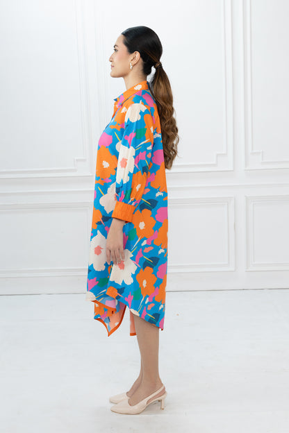 Hazel Dress - Abstract Floral Blue