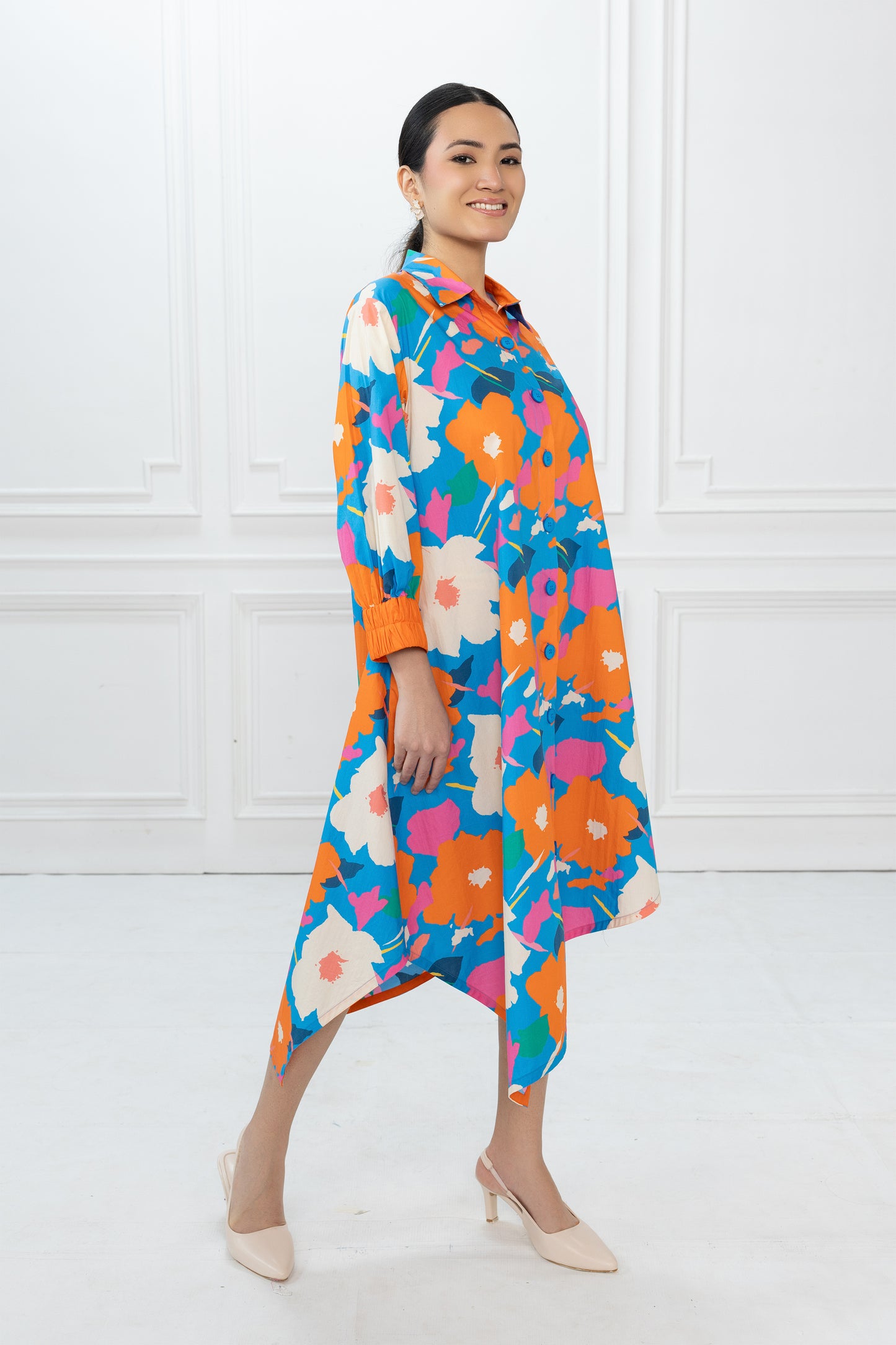 Hazel Dress - Abstract Floral Blue